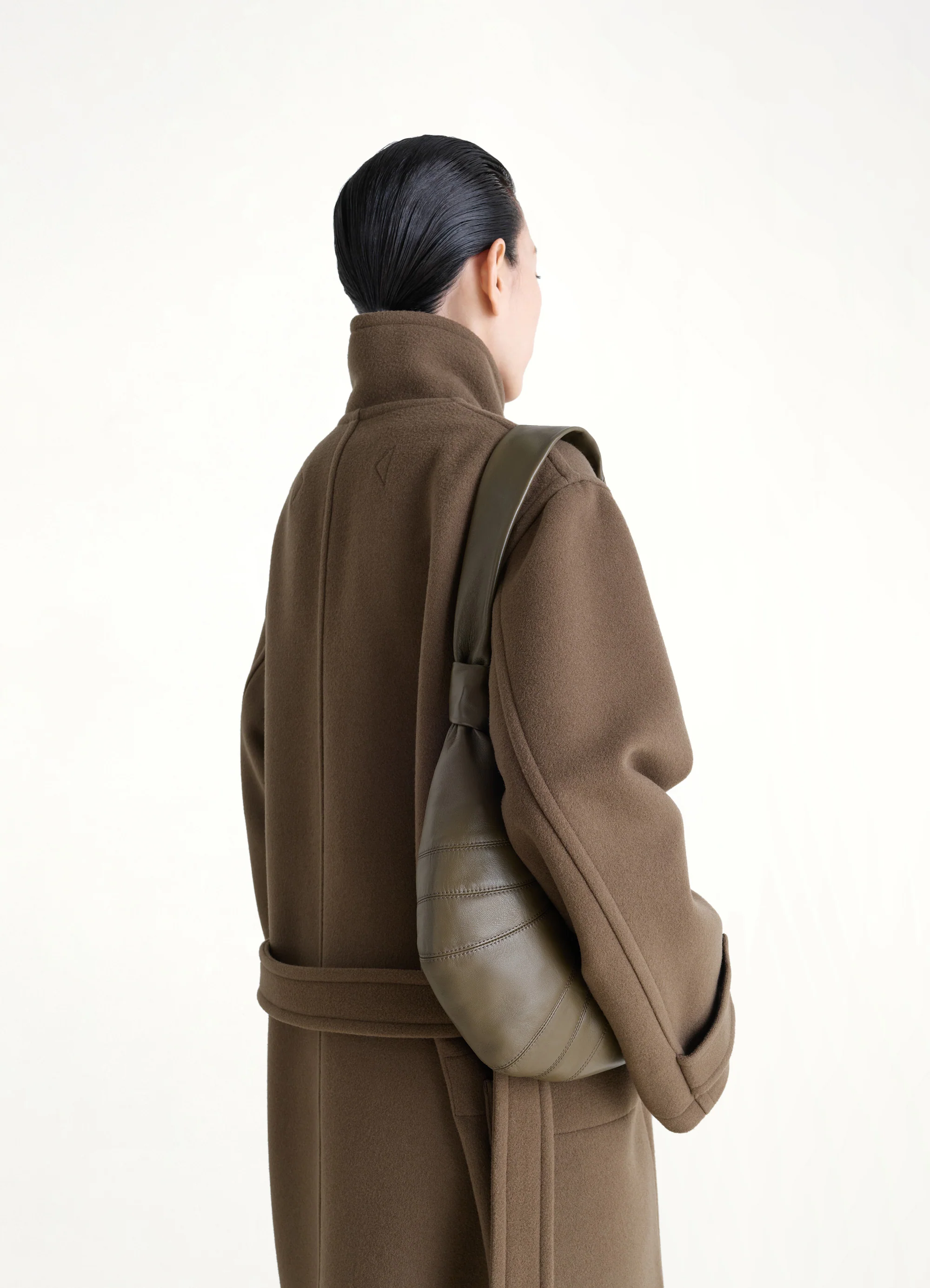Lambskin Small Croissant Bag in Dark Khaki - Image 5