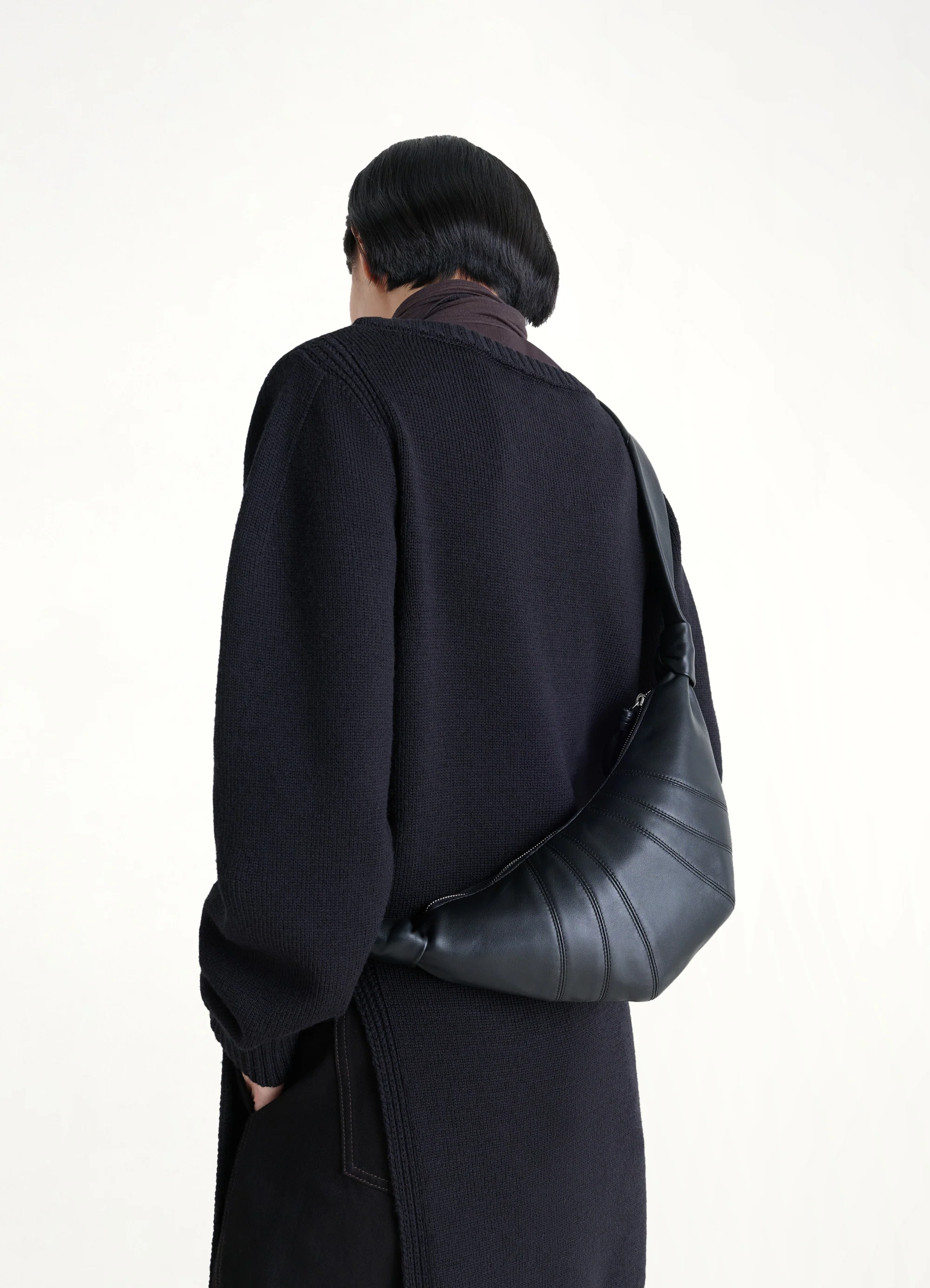 Lambskin Small Croissant Bag in Black - Image 4