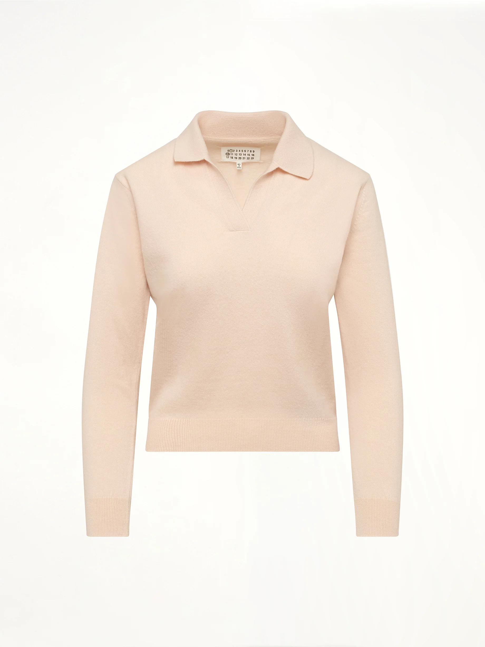 Lambswool Knit Polo in Pale Pink - Image 2