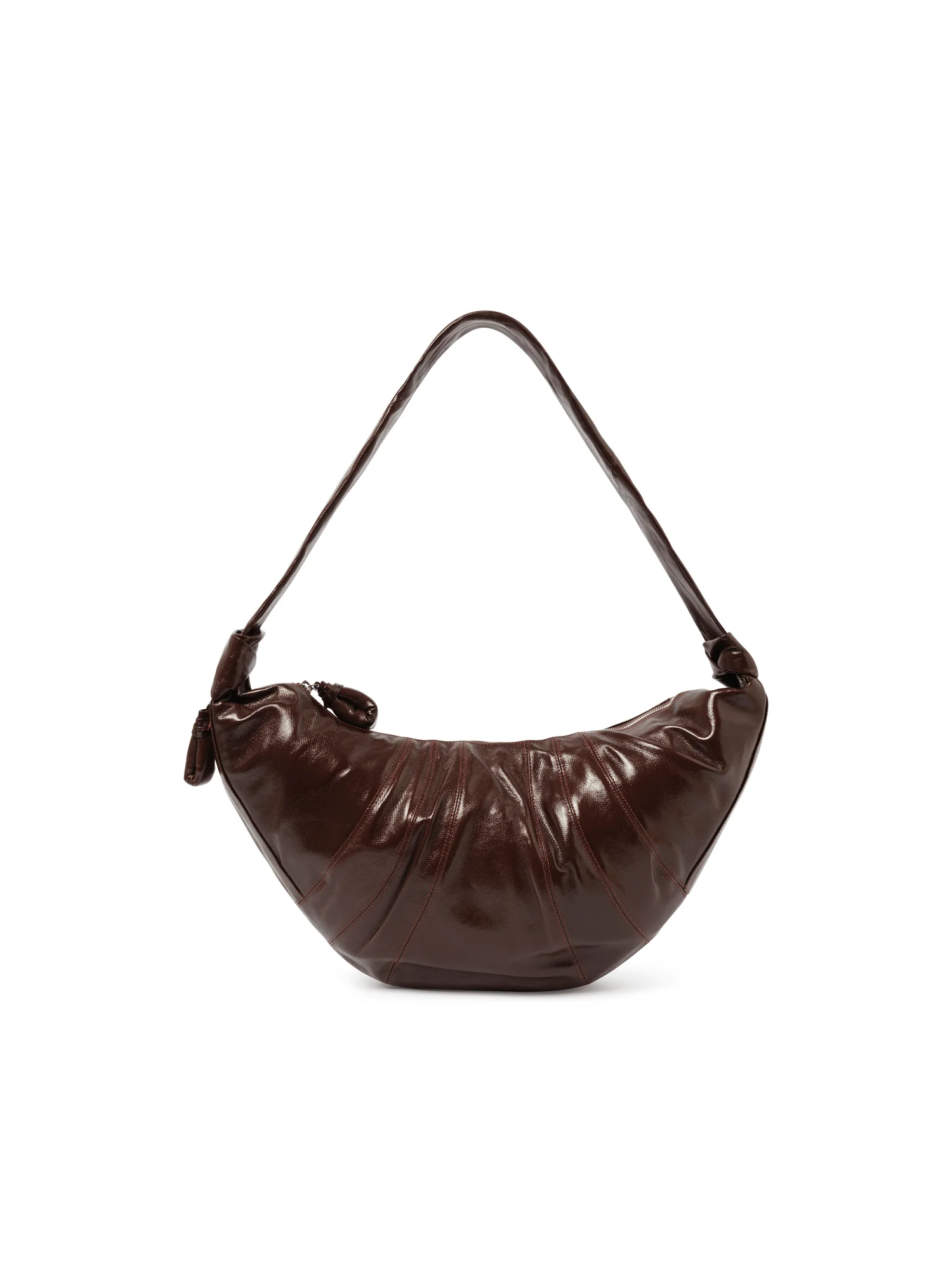 Coated Cotton Large Croissant Bag in Chocolate Fondant