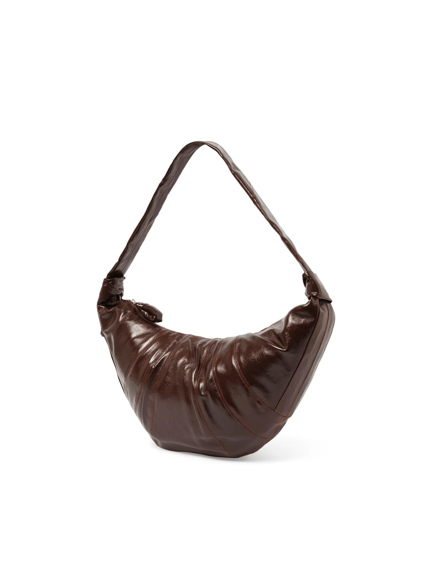 Coated Cotton Large Croissant Bag in Chocolate Fondant - Image 2
