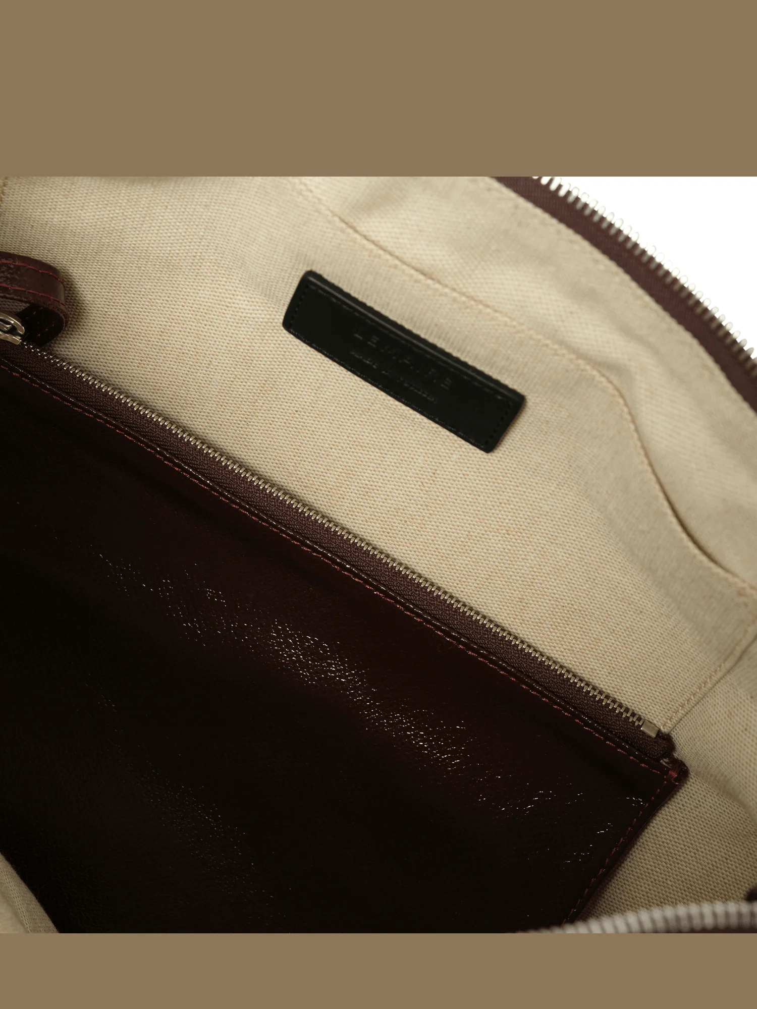 Coated Cotton Large Croissant Bag in Chocolate Fondant - Image 3
