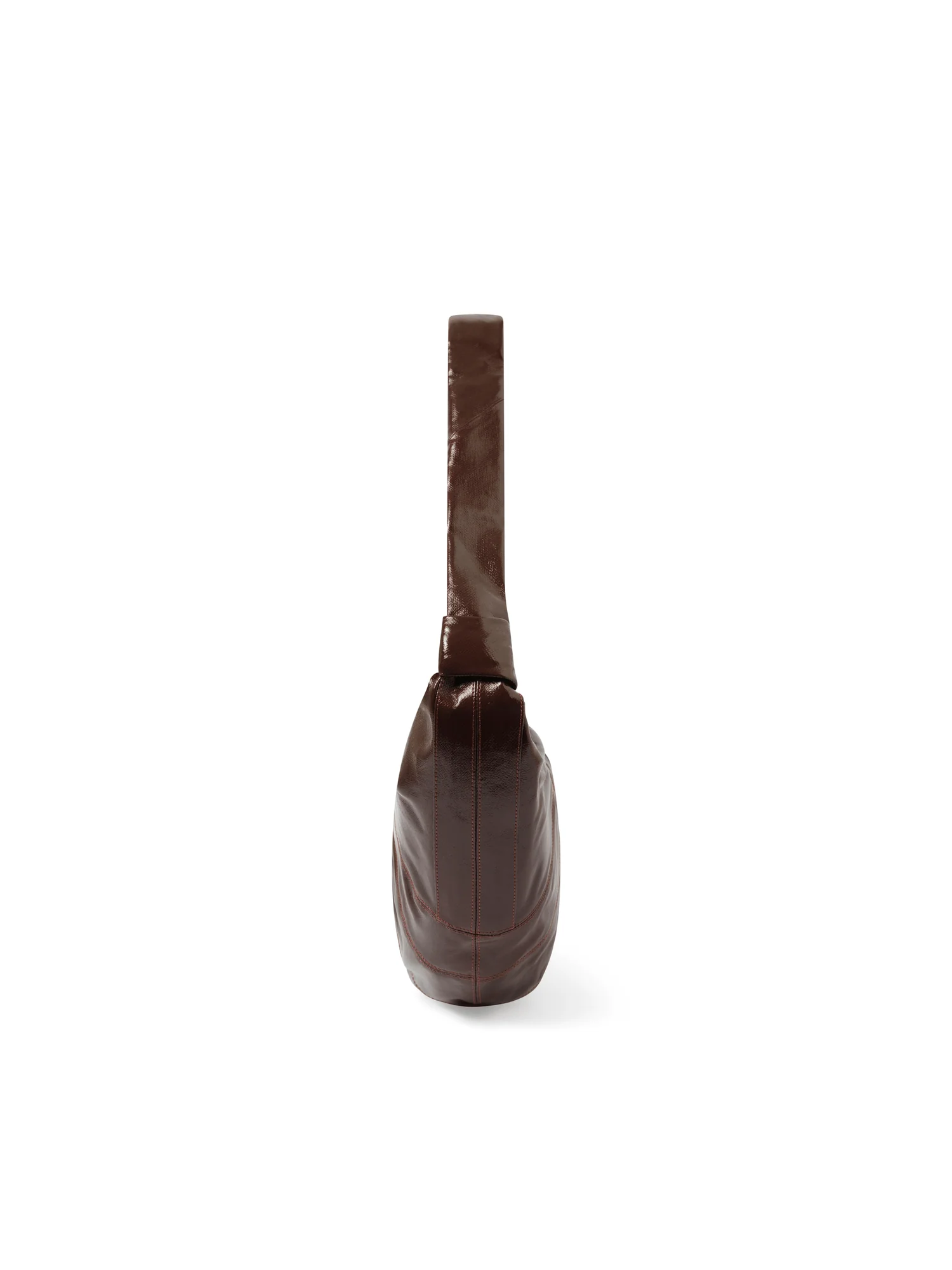 Coated Cotton Large Croissant Bag in Chocolate Fondant - Image 5