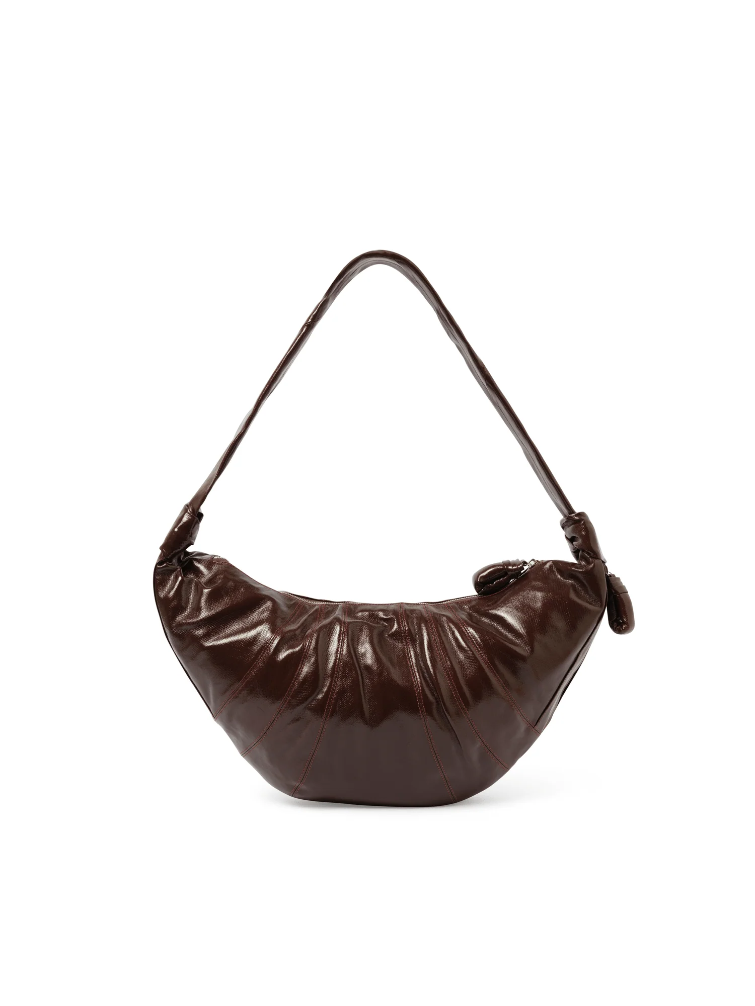 Coated Cotton Large Croissant Bag in Chocolate Fondant - Image 6