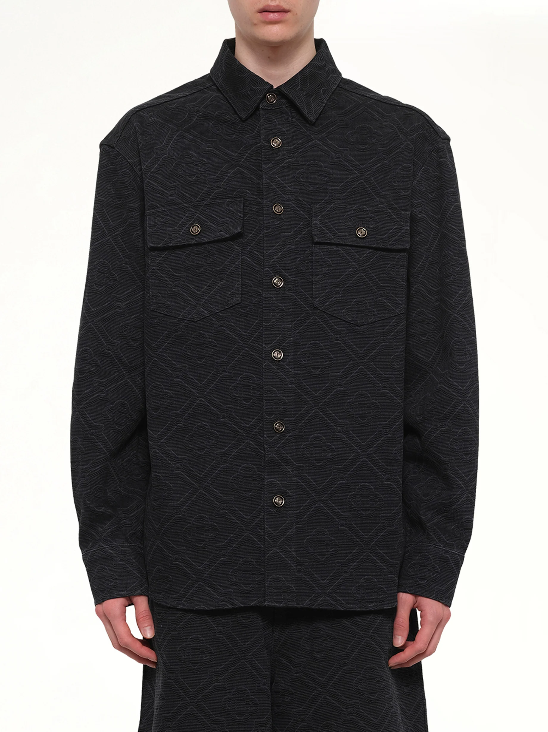 Laser Monogram Denim Shirt in Black
