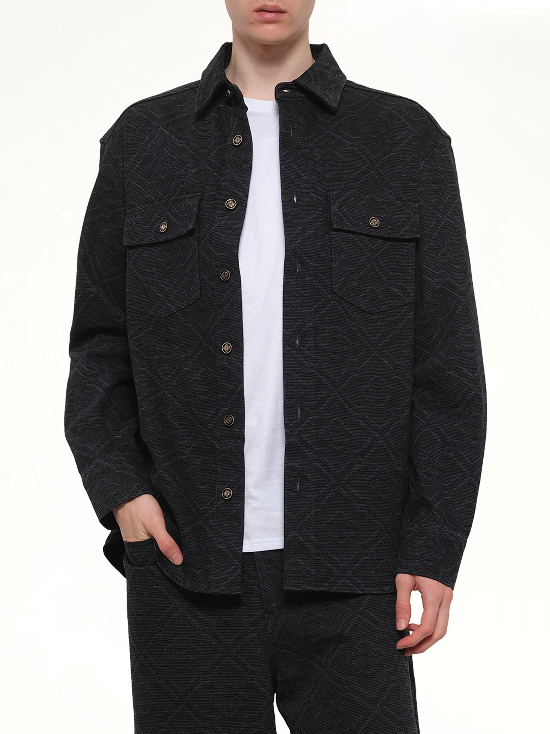 Laser Monogram Denim Shirt in Black - Image 6