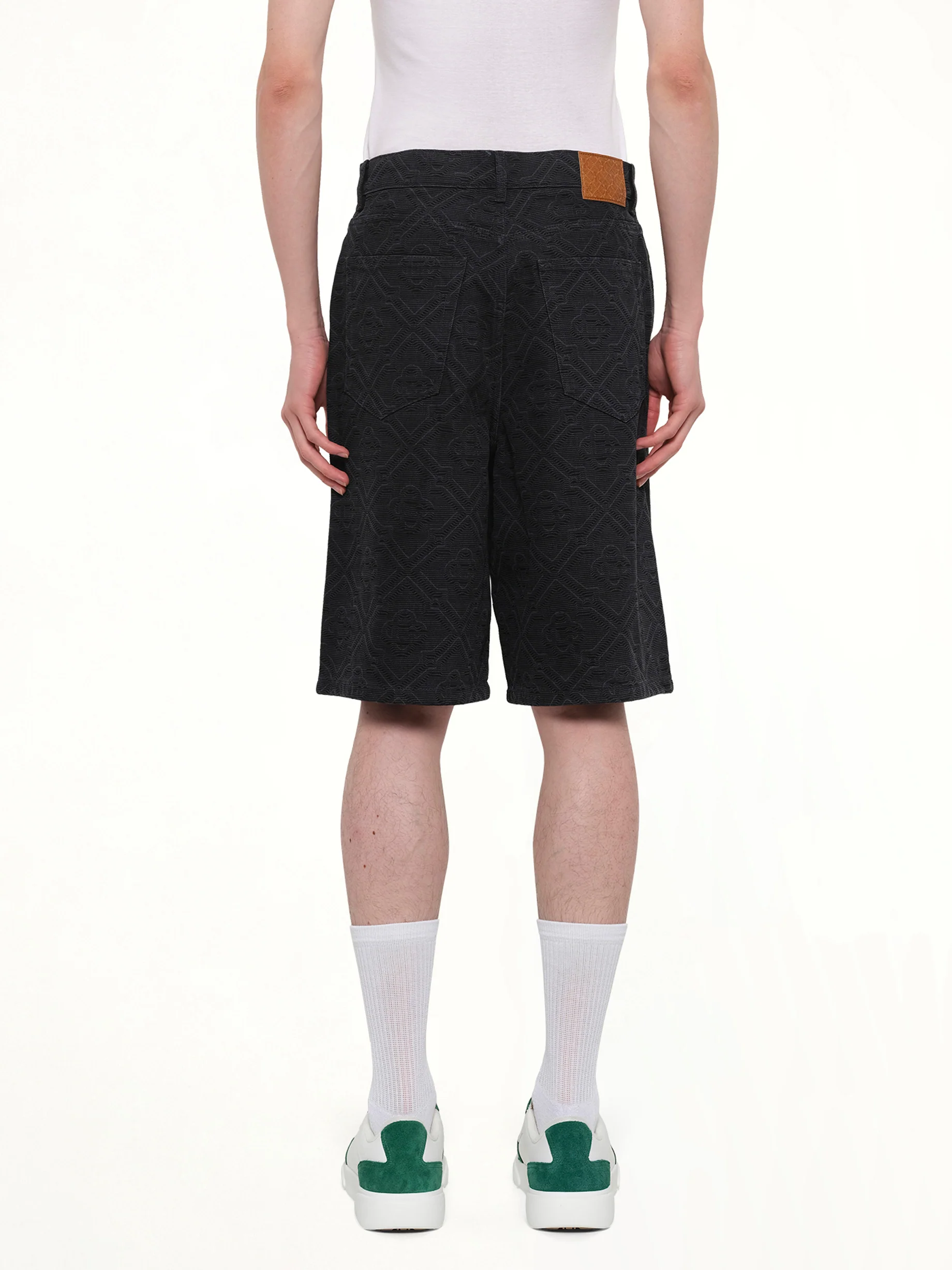 Laser Monogram Denim Shorts in Black - Image 5