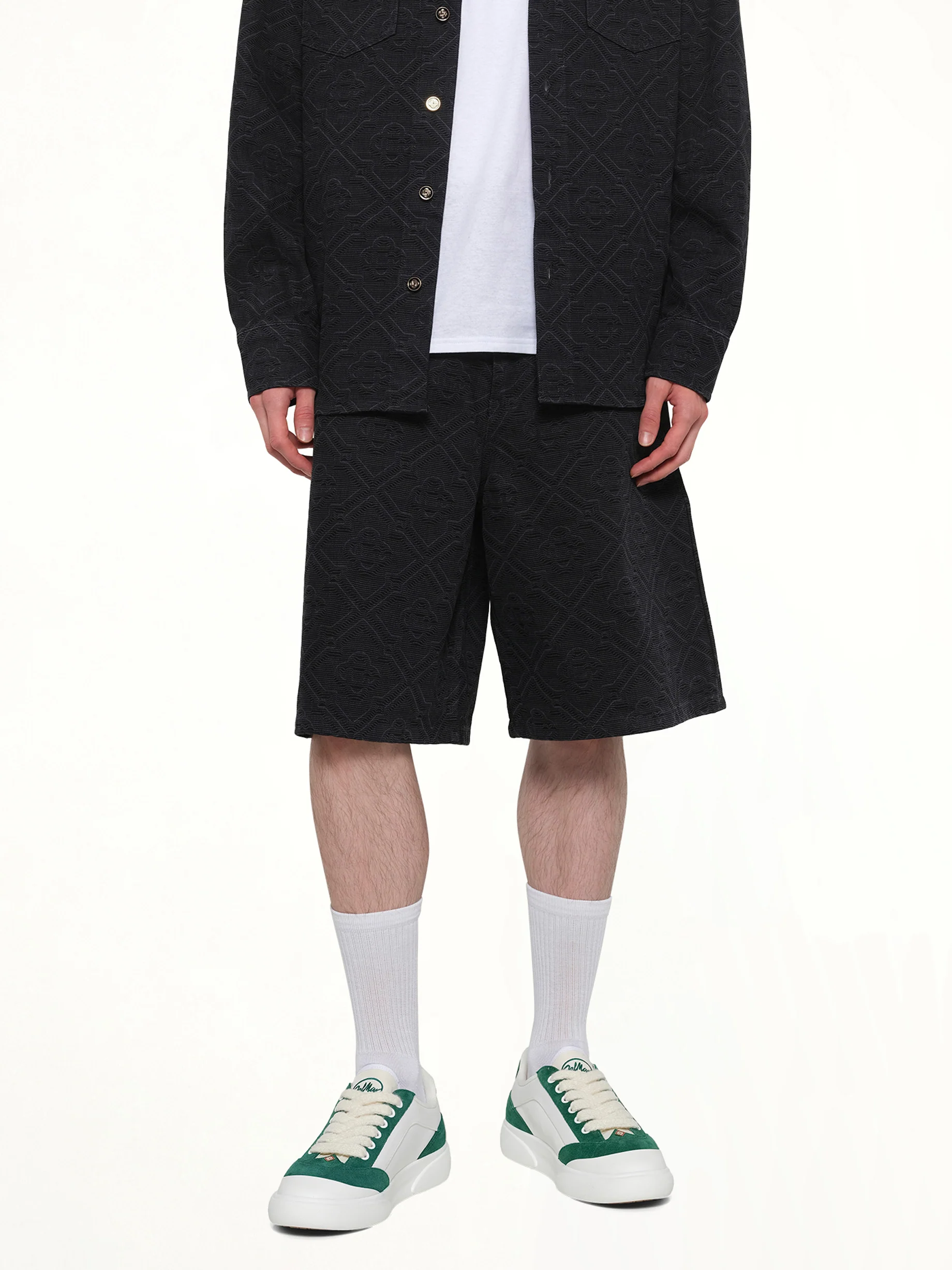 Laser Monogram Denim Shorts in Black - Image 6