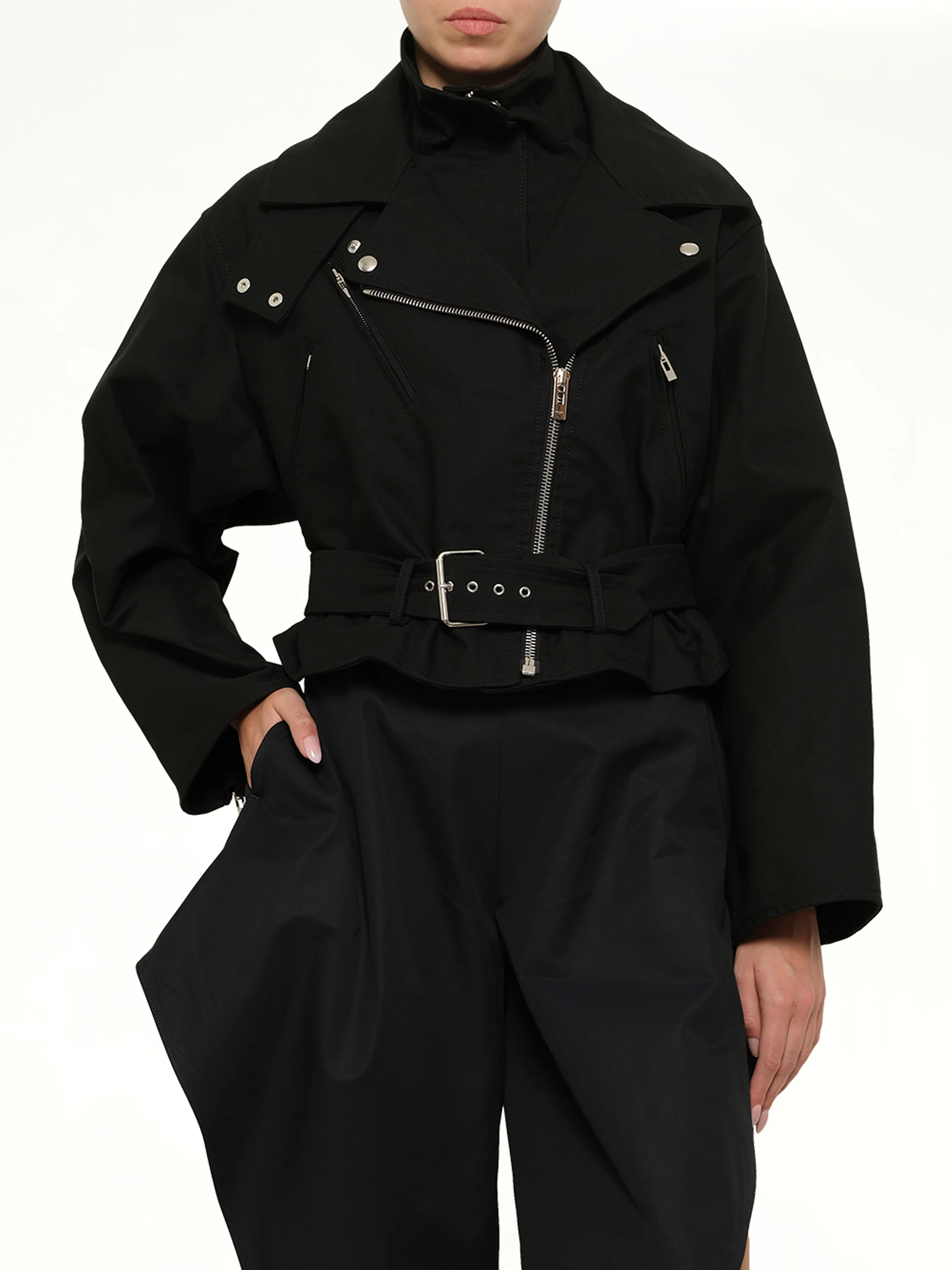 Layered Biker in Black - Image 6