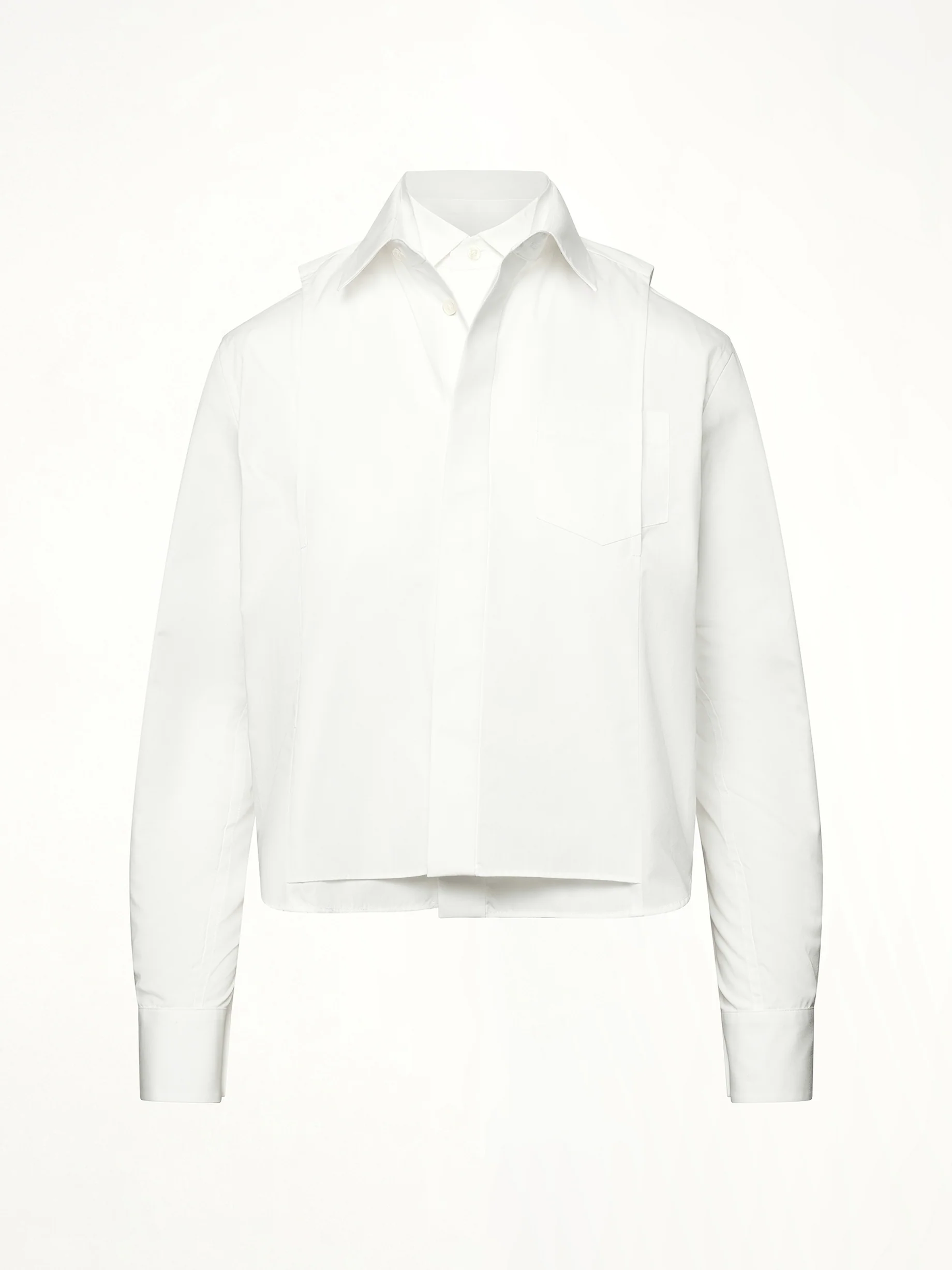 Layered Poplin Shirt in Off White - Image 2