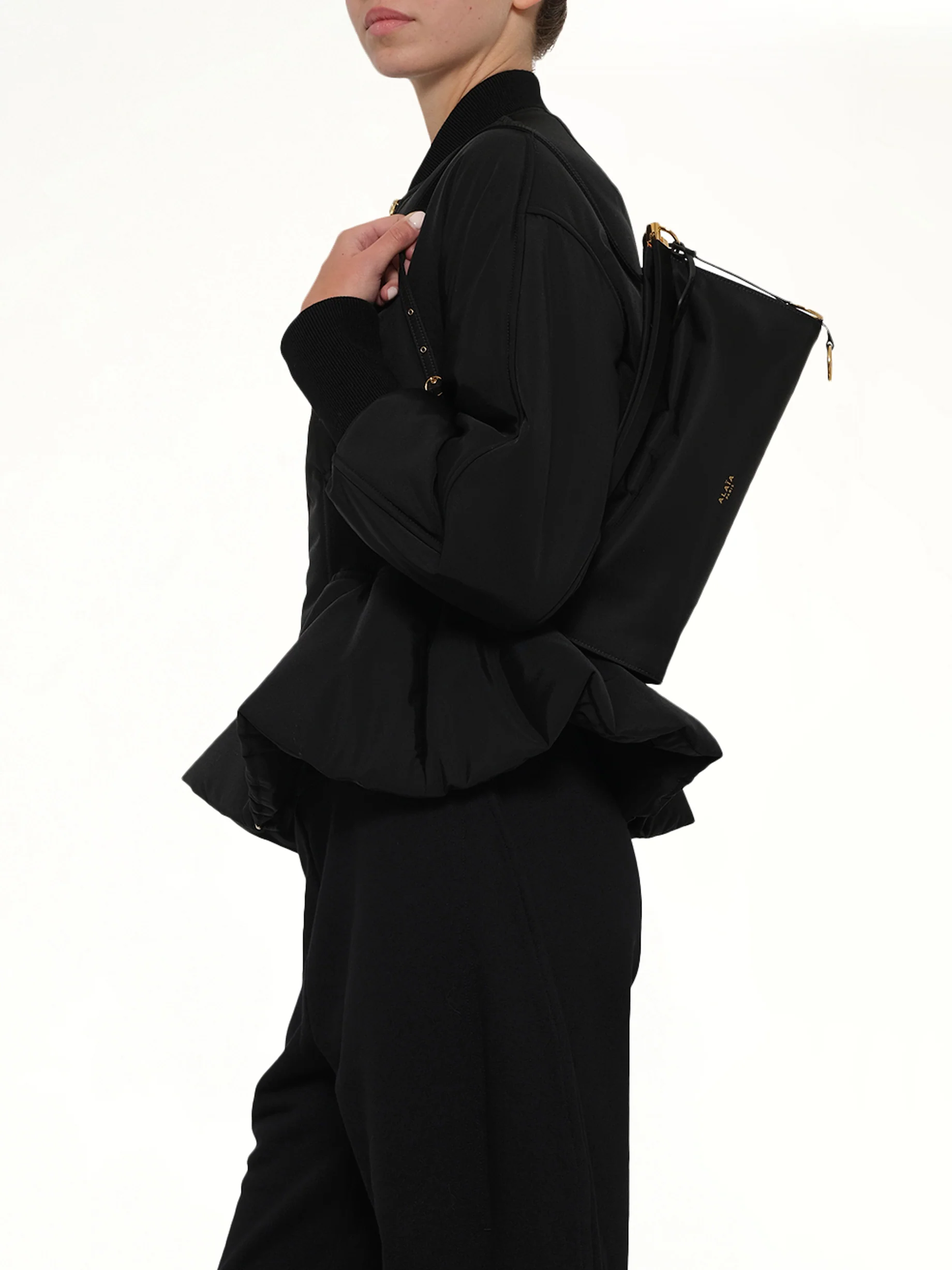 Le Click East West Nylon Shoulder Bag in Black - Image 6