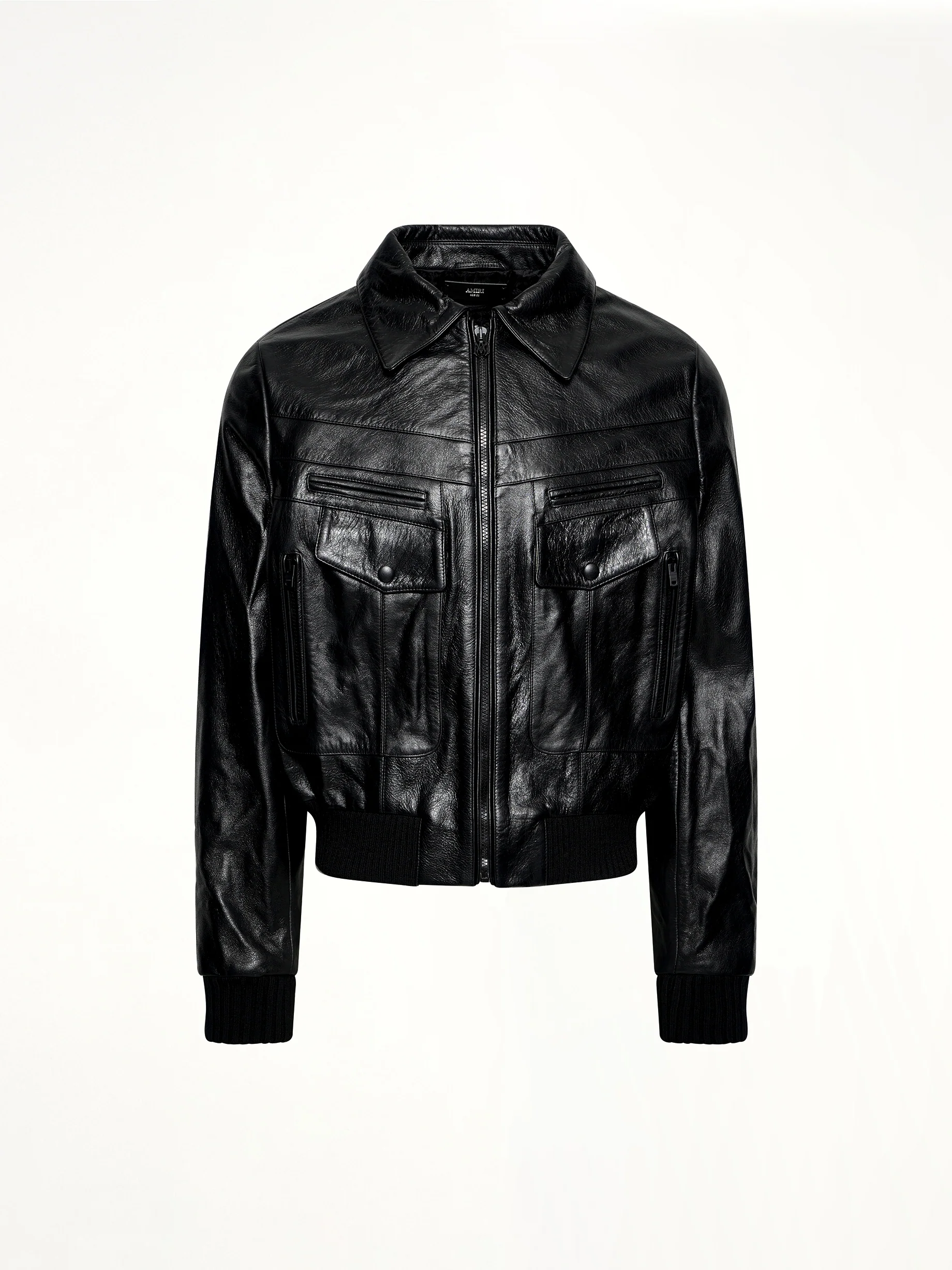 Leather Double Pocket Blouson in Black - Image 2