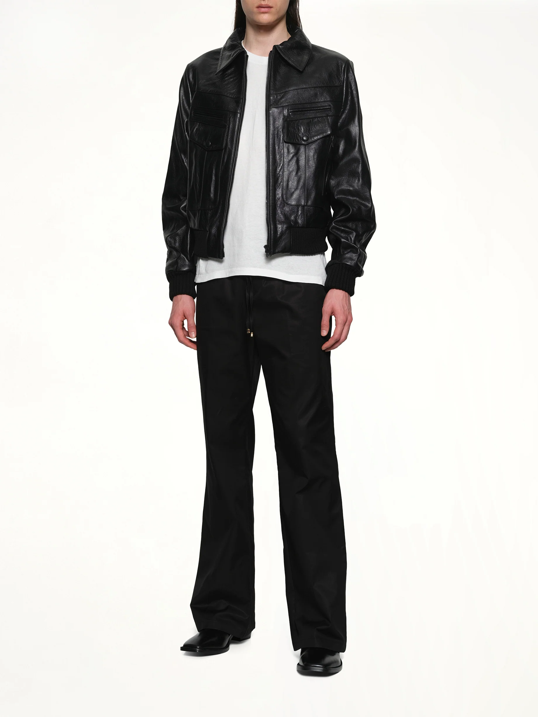 Leather Double Pocket Blouson in Black - Image 4