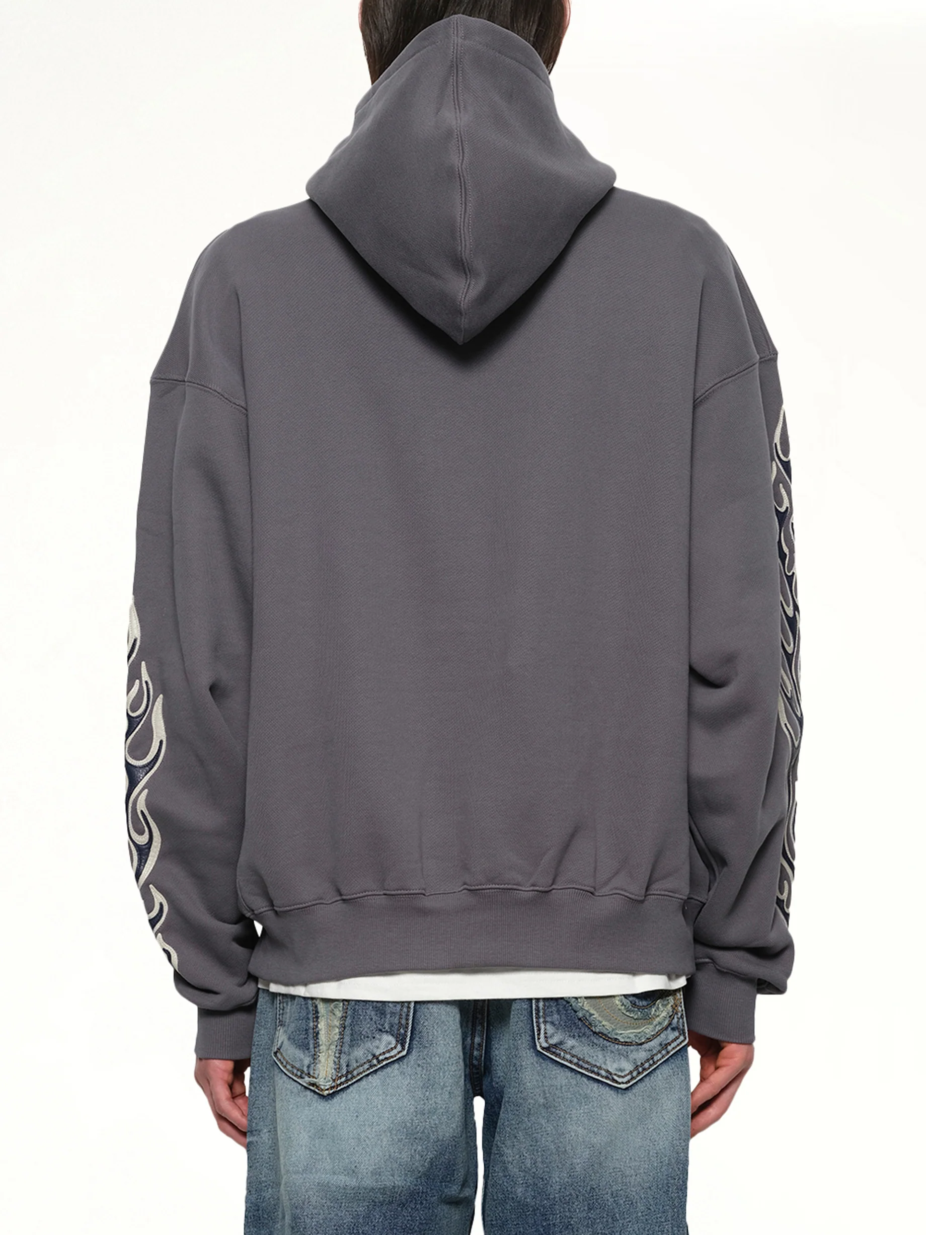 Leather Flame Hoodie in Grey - Image 5