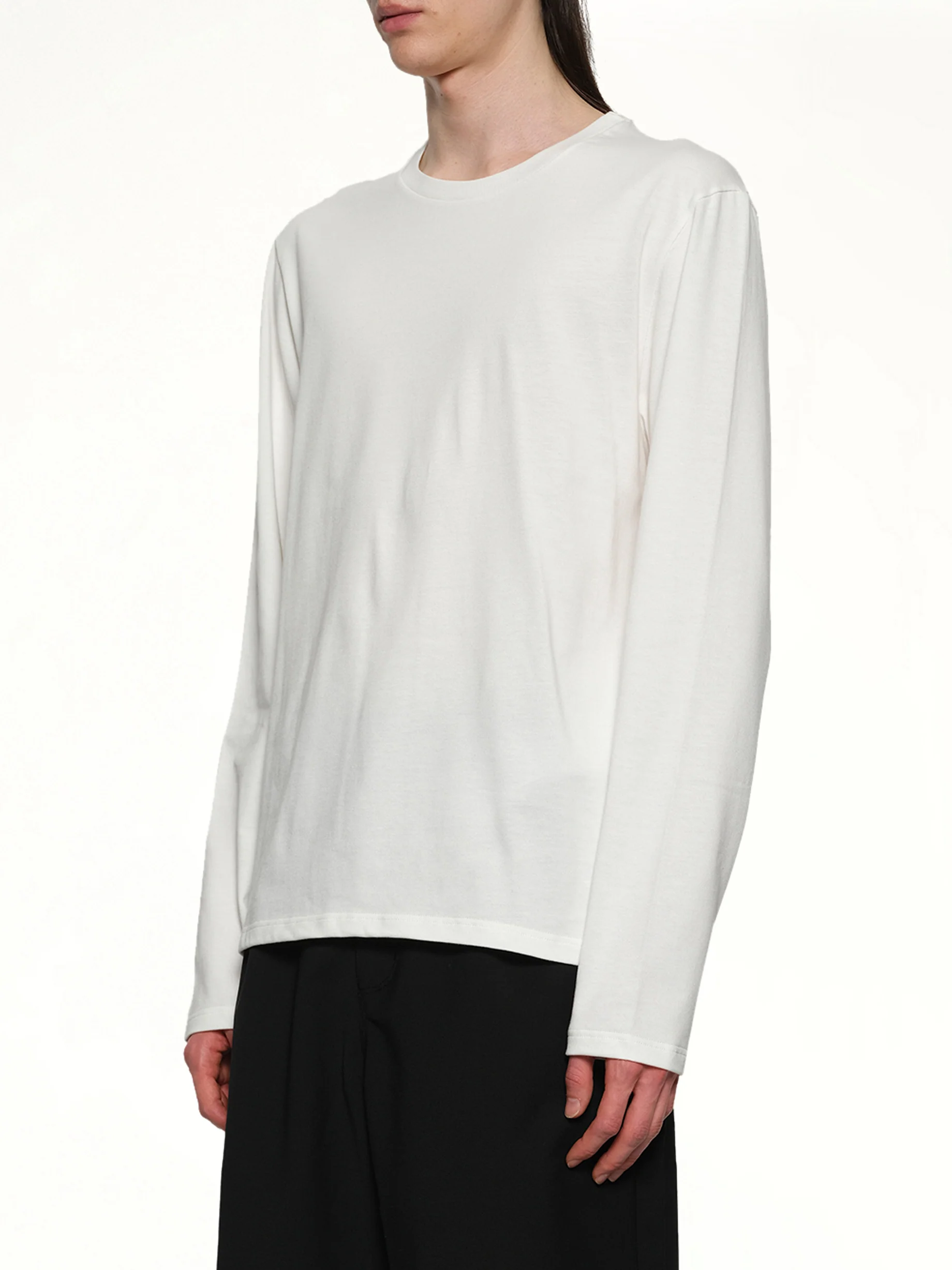 Leather Patch Long Sleeve T-Shirt in Porcelain - Image 3