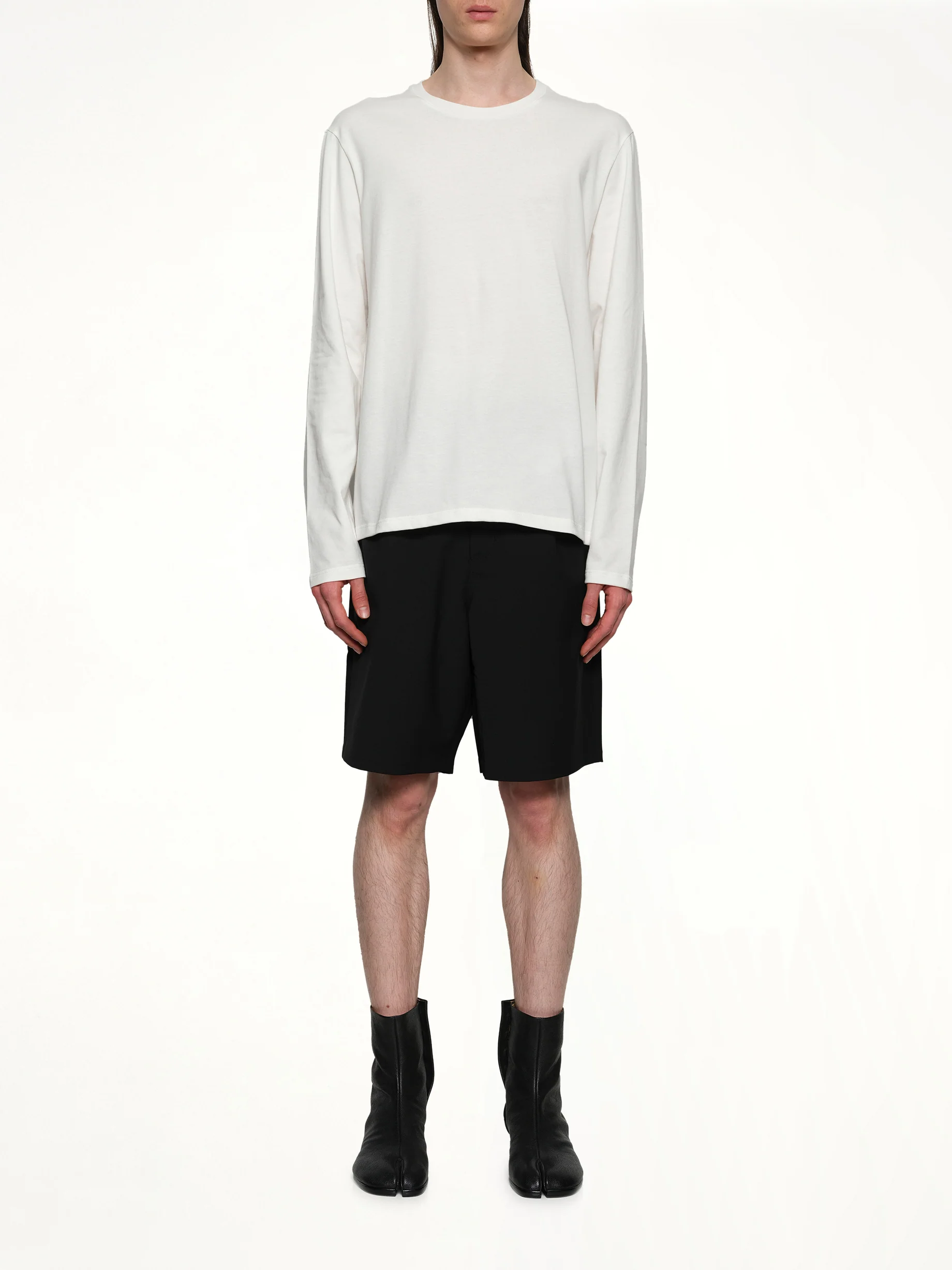Leather Patch Long Sleeve T-Shirt in Porcelain - Image 7