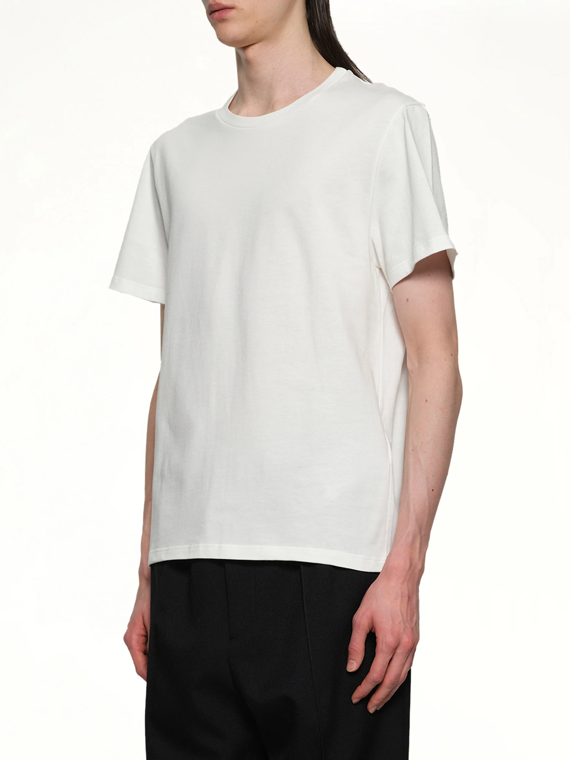 Leather Patch T-Shirt in Porcelain - Image 3