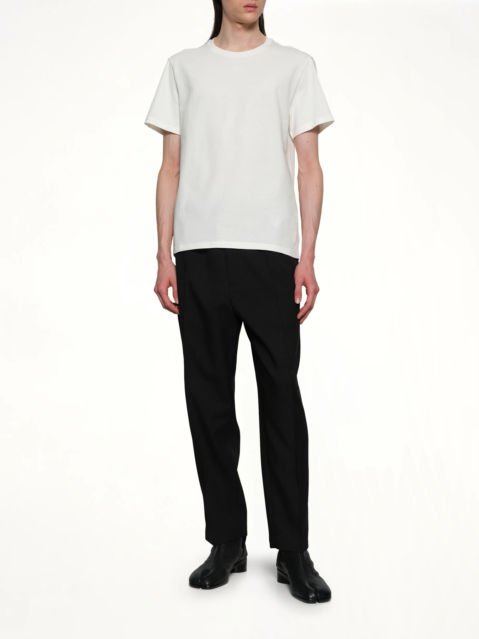 Leather Patch T-Shirt in Porcelain - Image 4