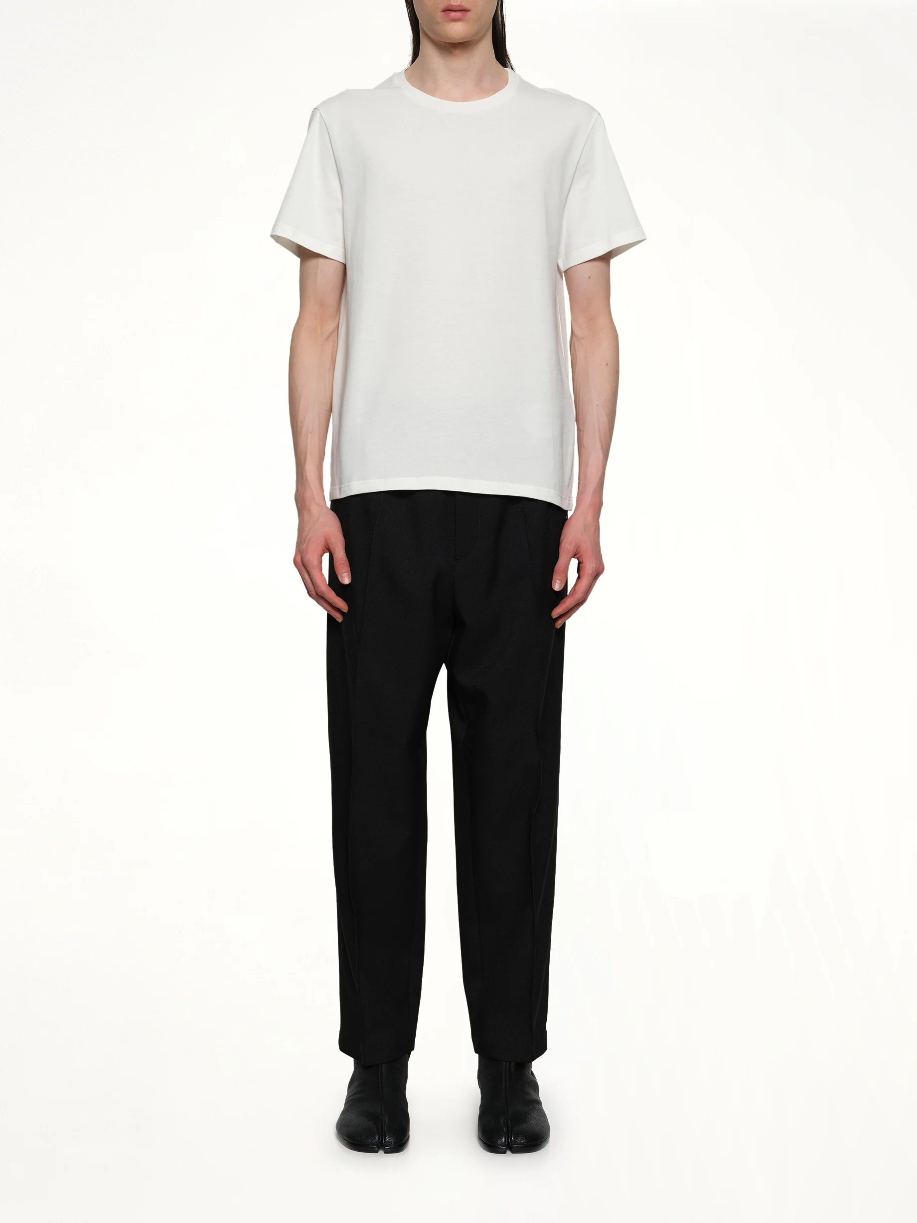 Leather Patch T-Shirt in Porcelain - Image 7