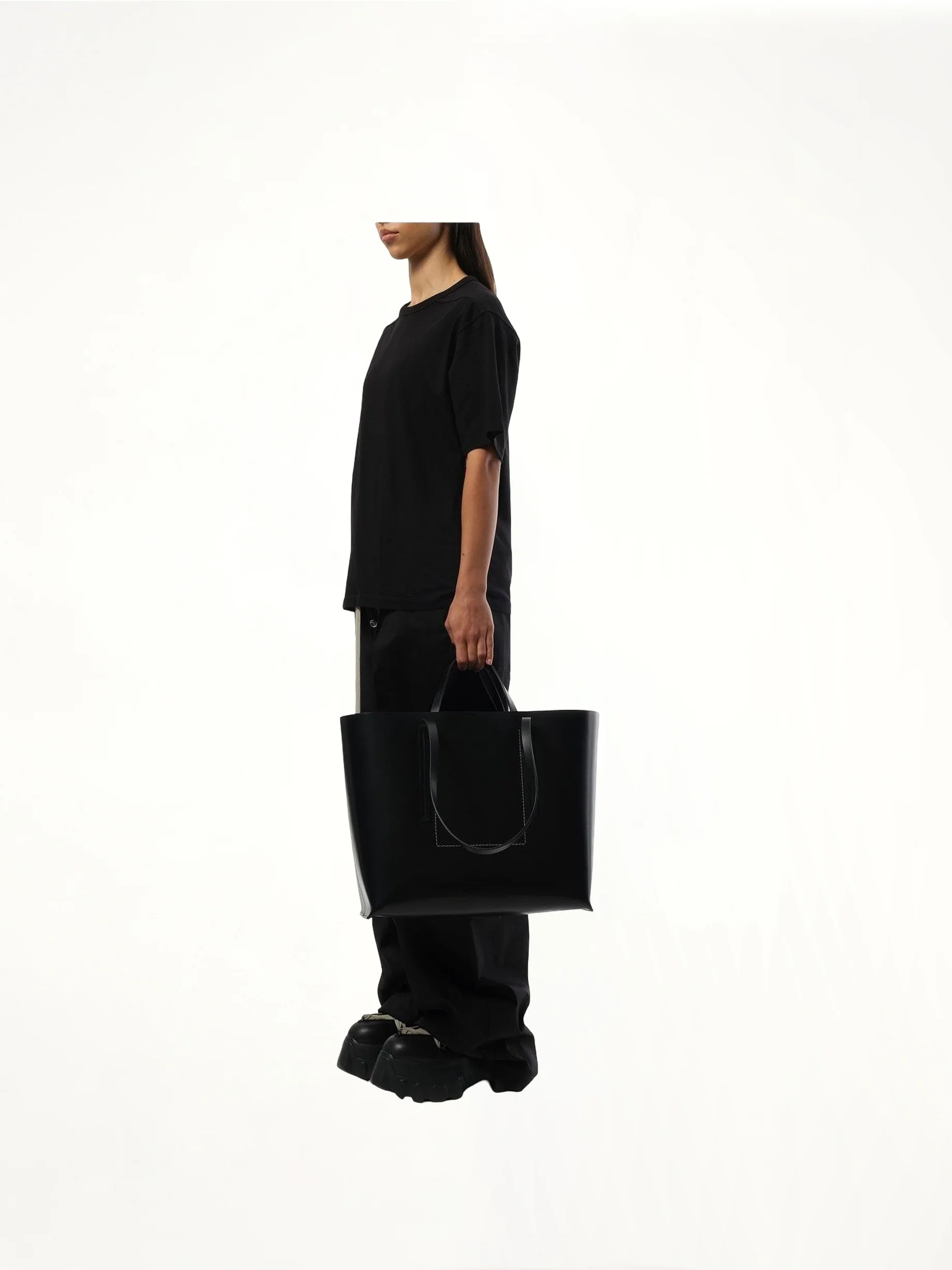 Leather Shopper Bag in Black - Image 4
