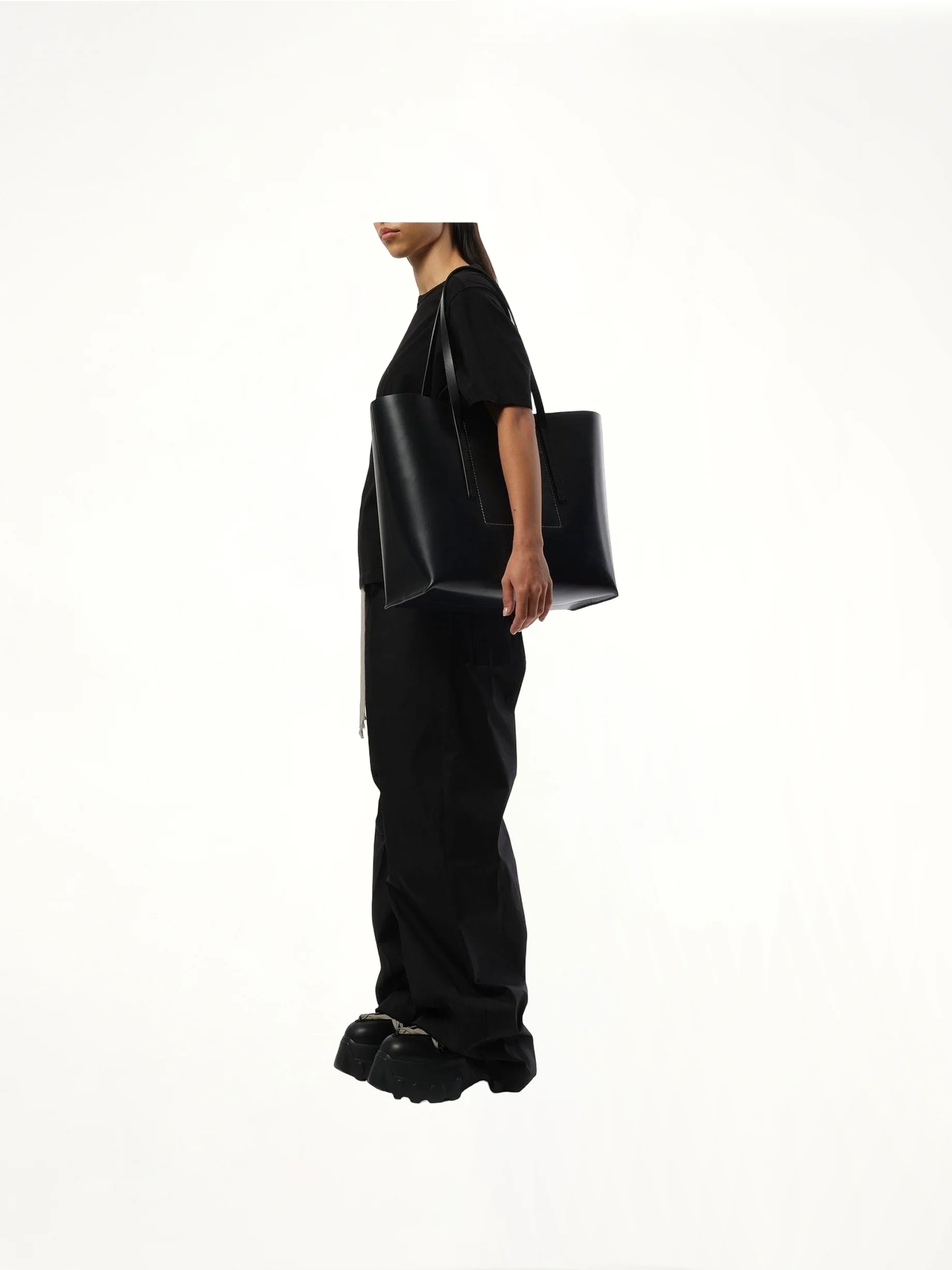 Leather Shopper Bag in Black - Image 7