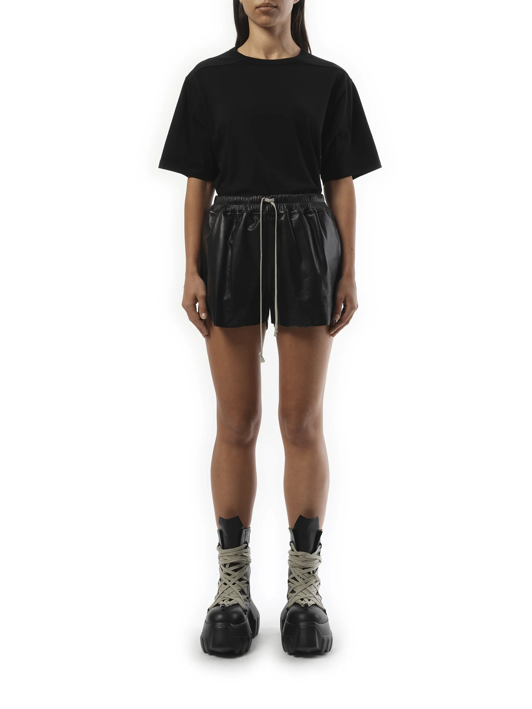 Leather Short Boxers in Black - Image 4