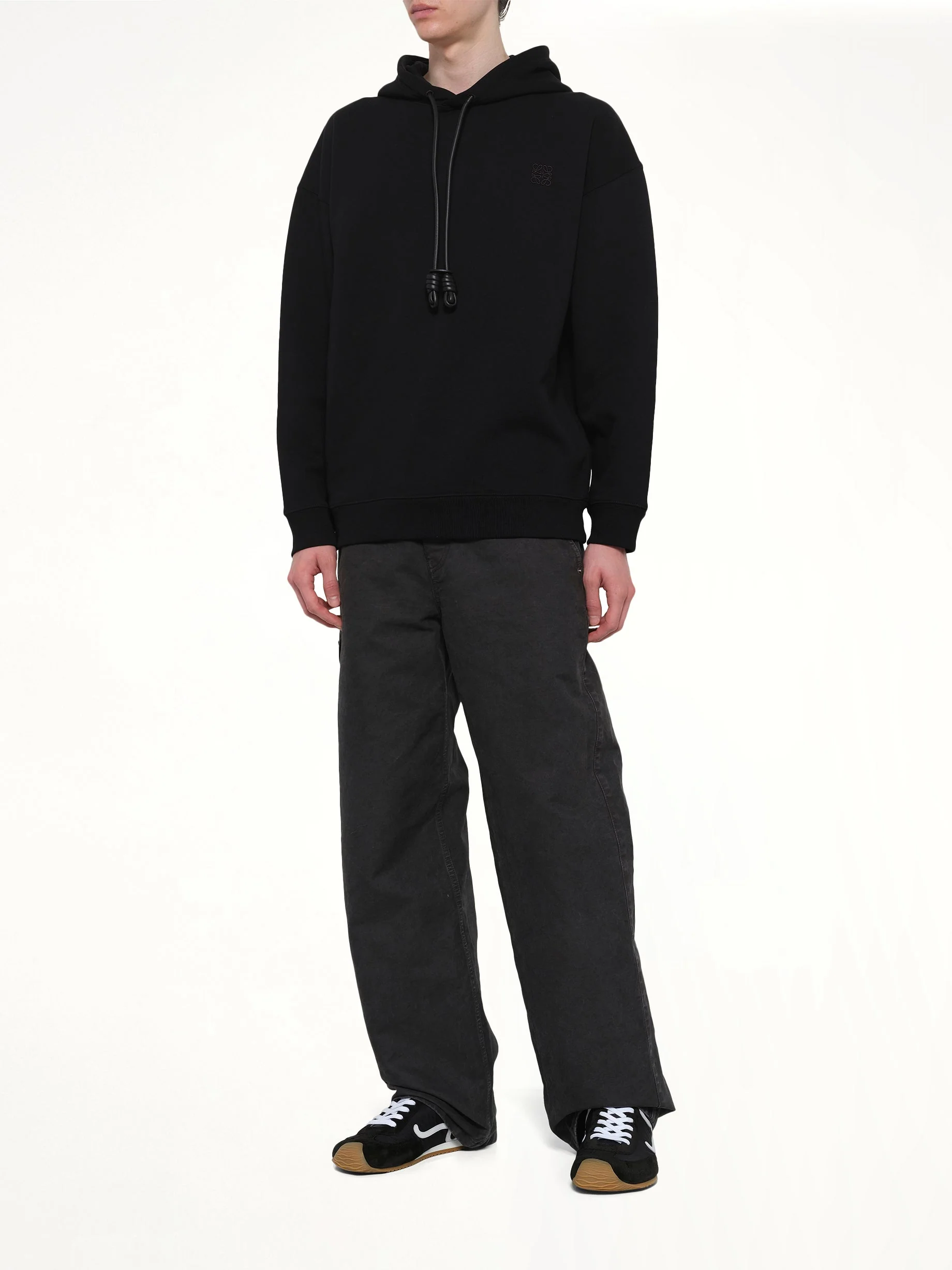 Leather Tassle Hoodie in Black - Image 4