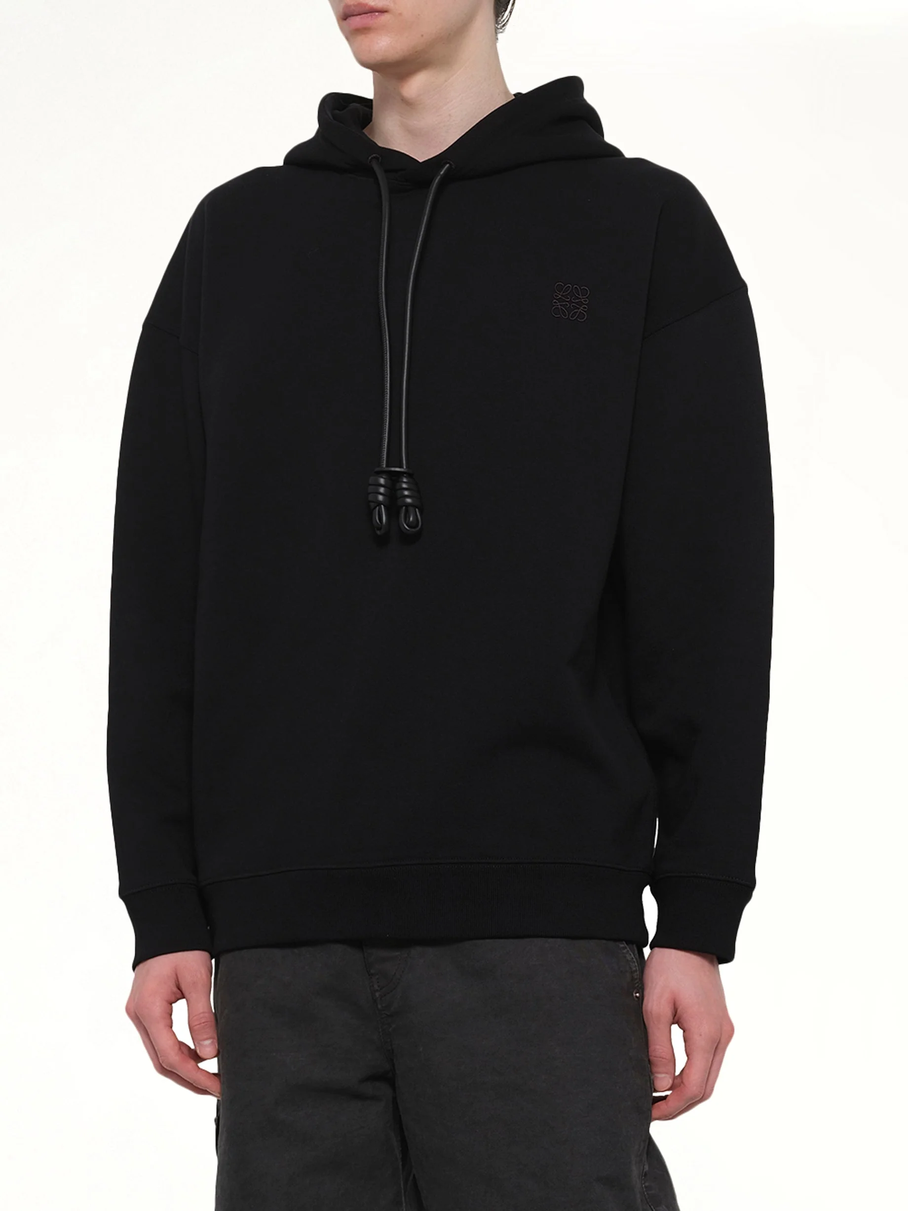 Leather Tassle Hoodie in Black - Image 6