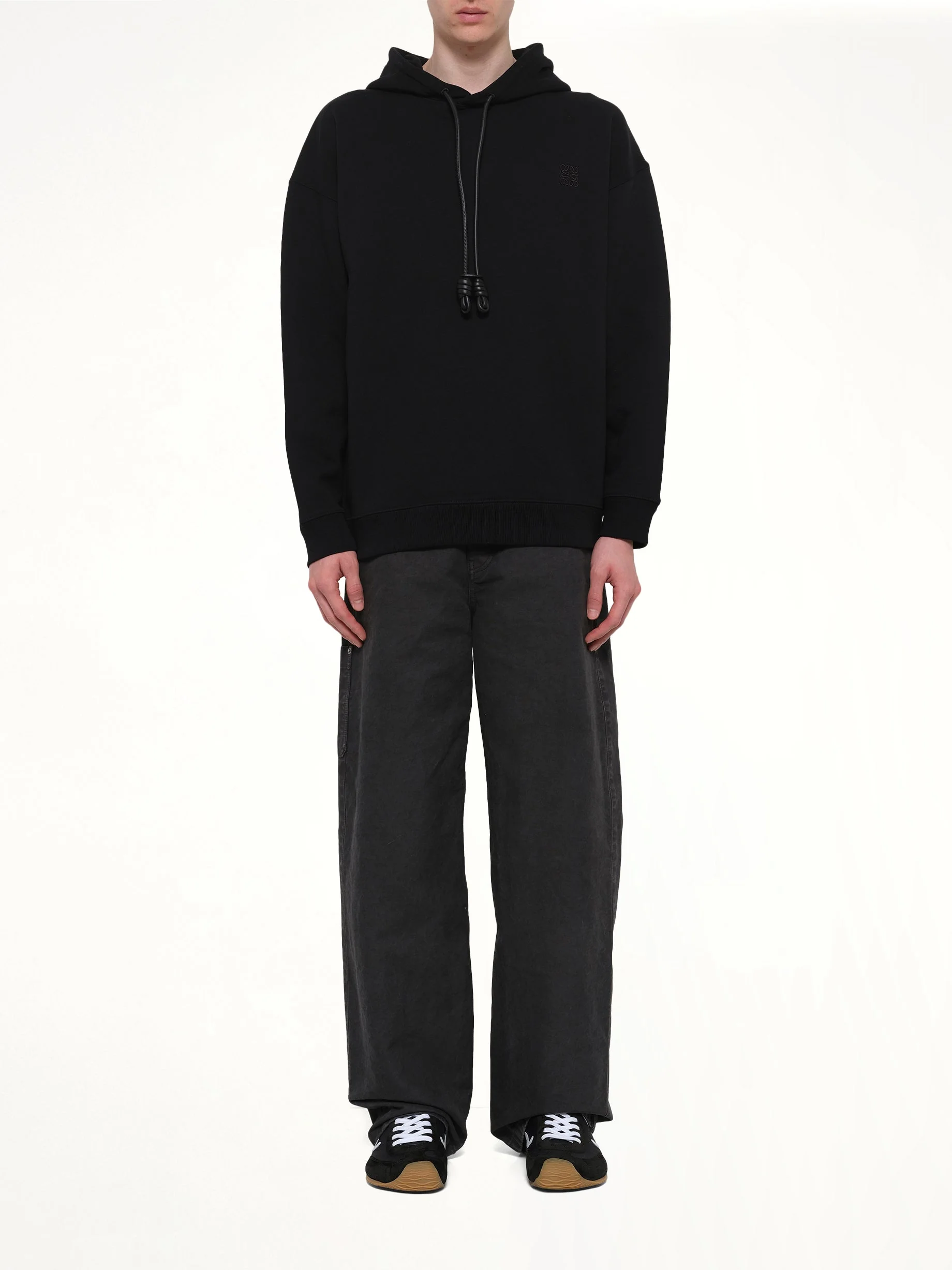 Leather Tassle Hoodie in Black - Image 7
