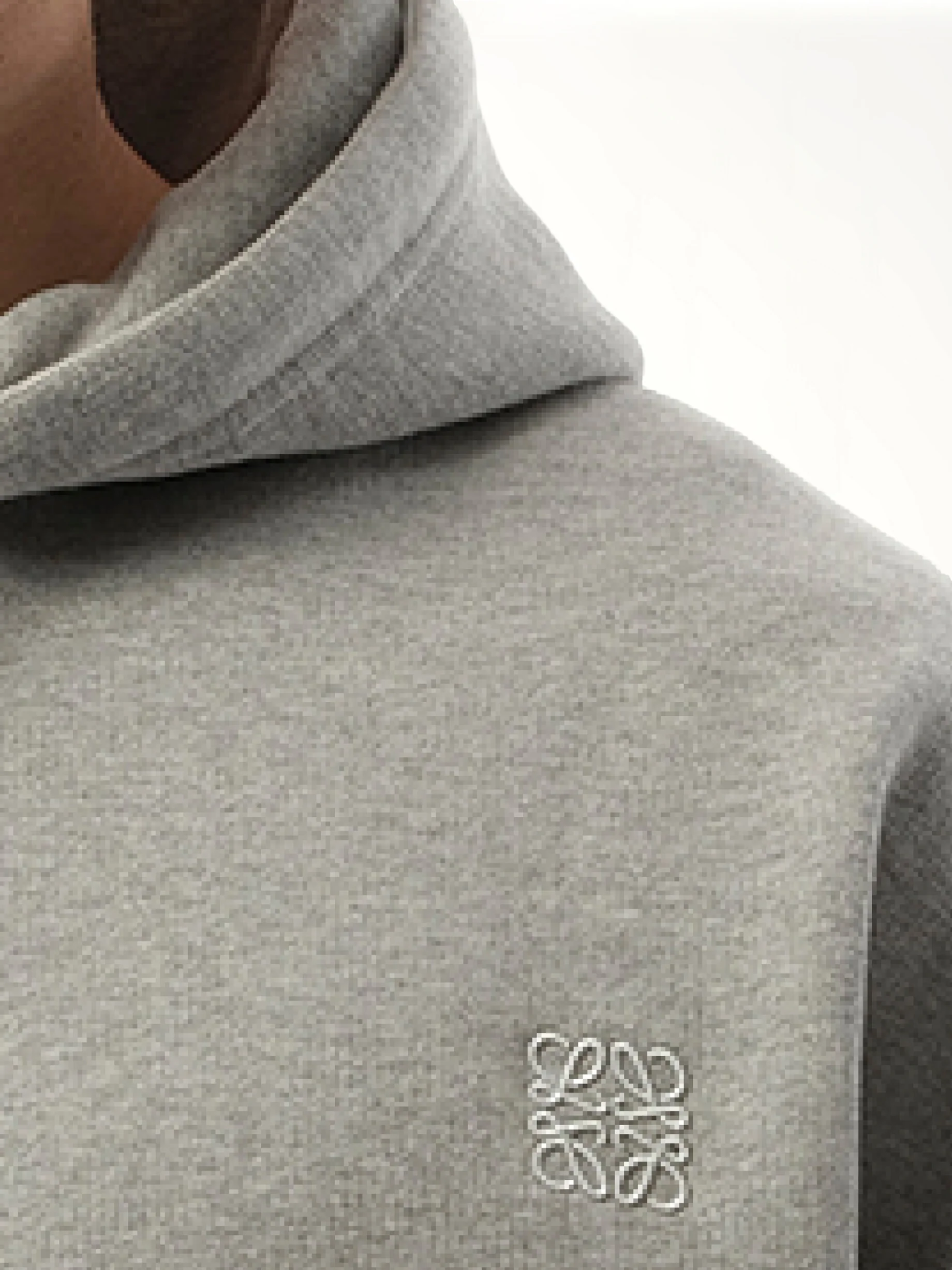 Leather Tassel Hoodie in Grey Melange - Image 3
