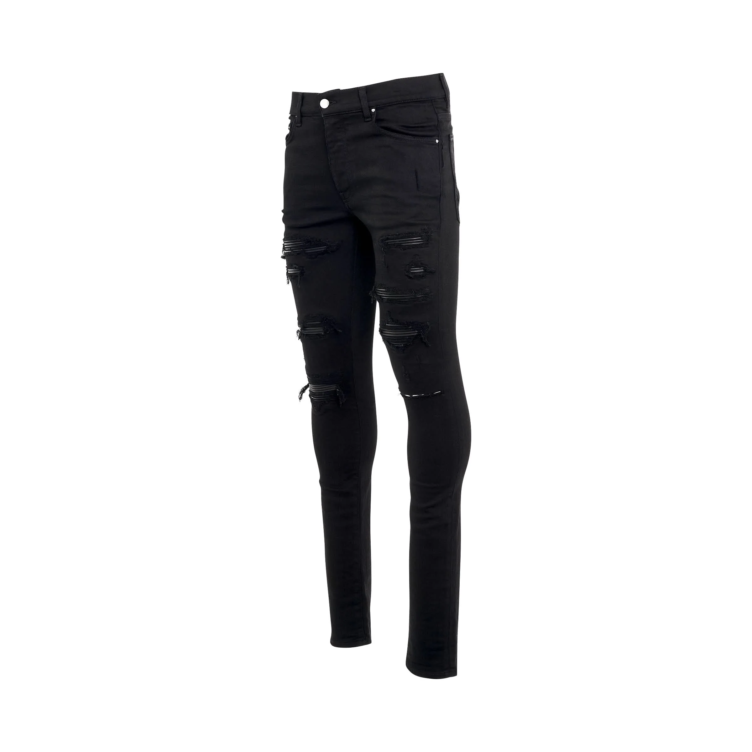 Leather Thrasher Jeans in Black Od - Image 2