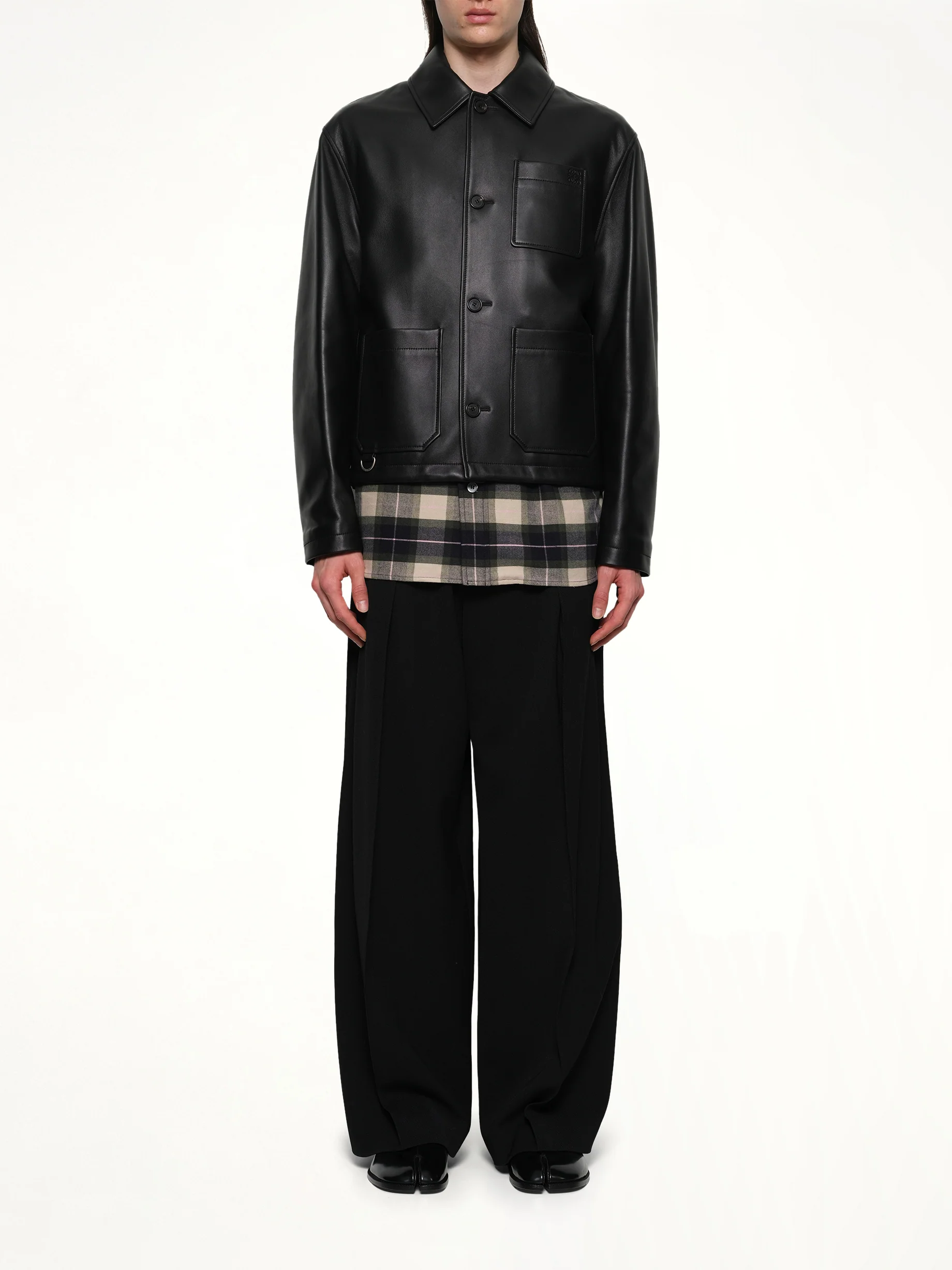 Leather Workwear Jacket in Black - Image 7