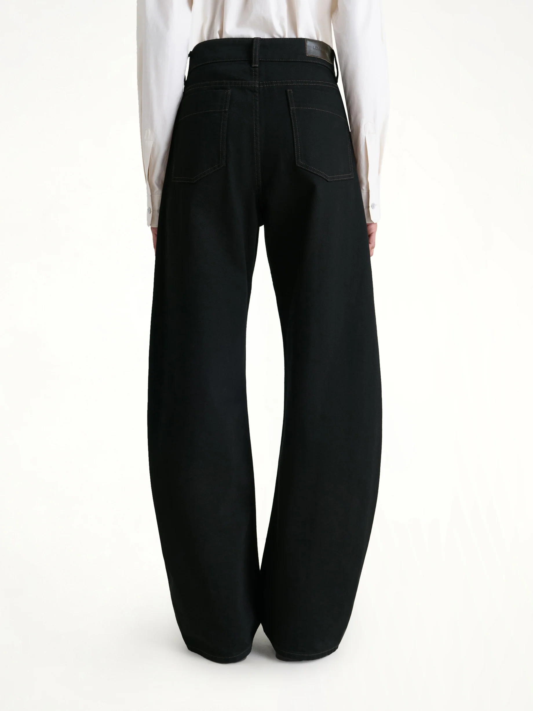 High Waisted Curved Pants in Black - Image 5