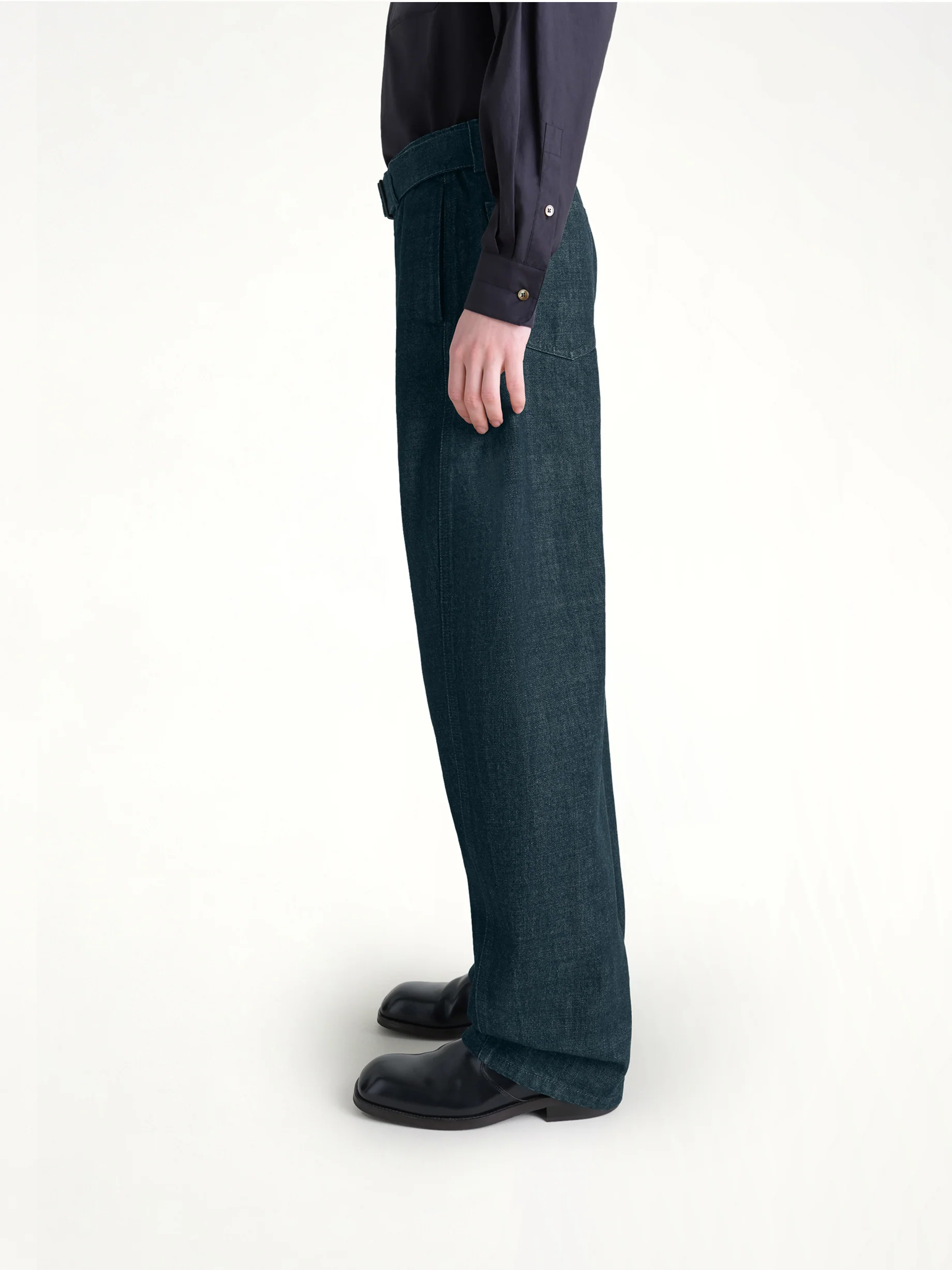Twisted Belted Pants in Denim Indigo - Image 3