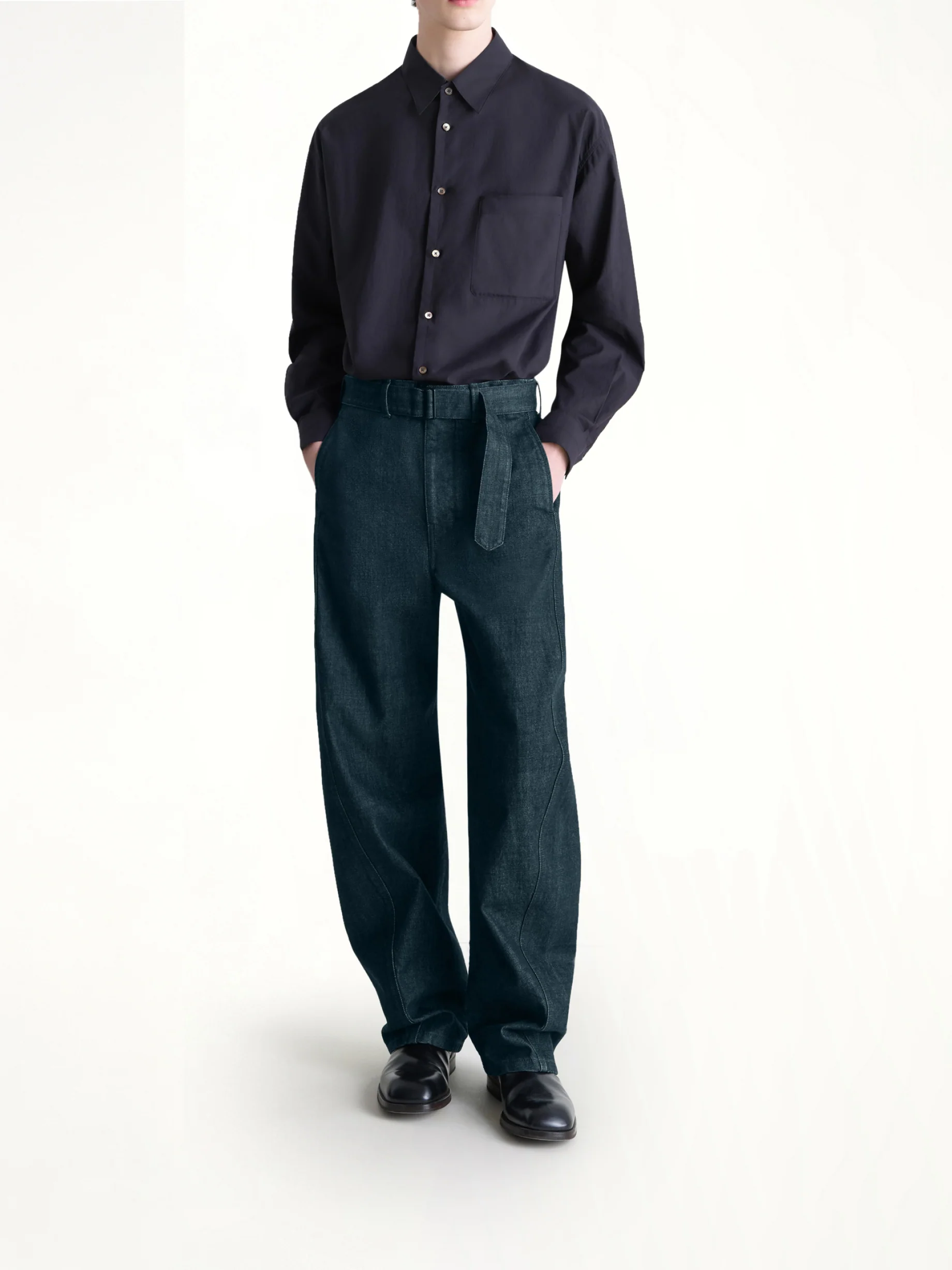Twisted Belted Pants in Denim Indigo - Image 4