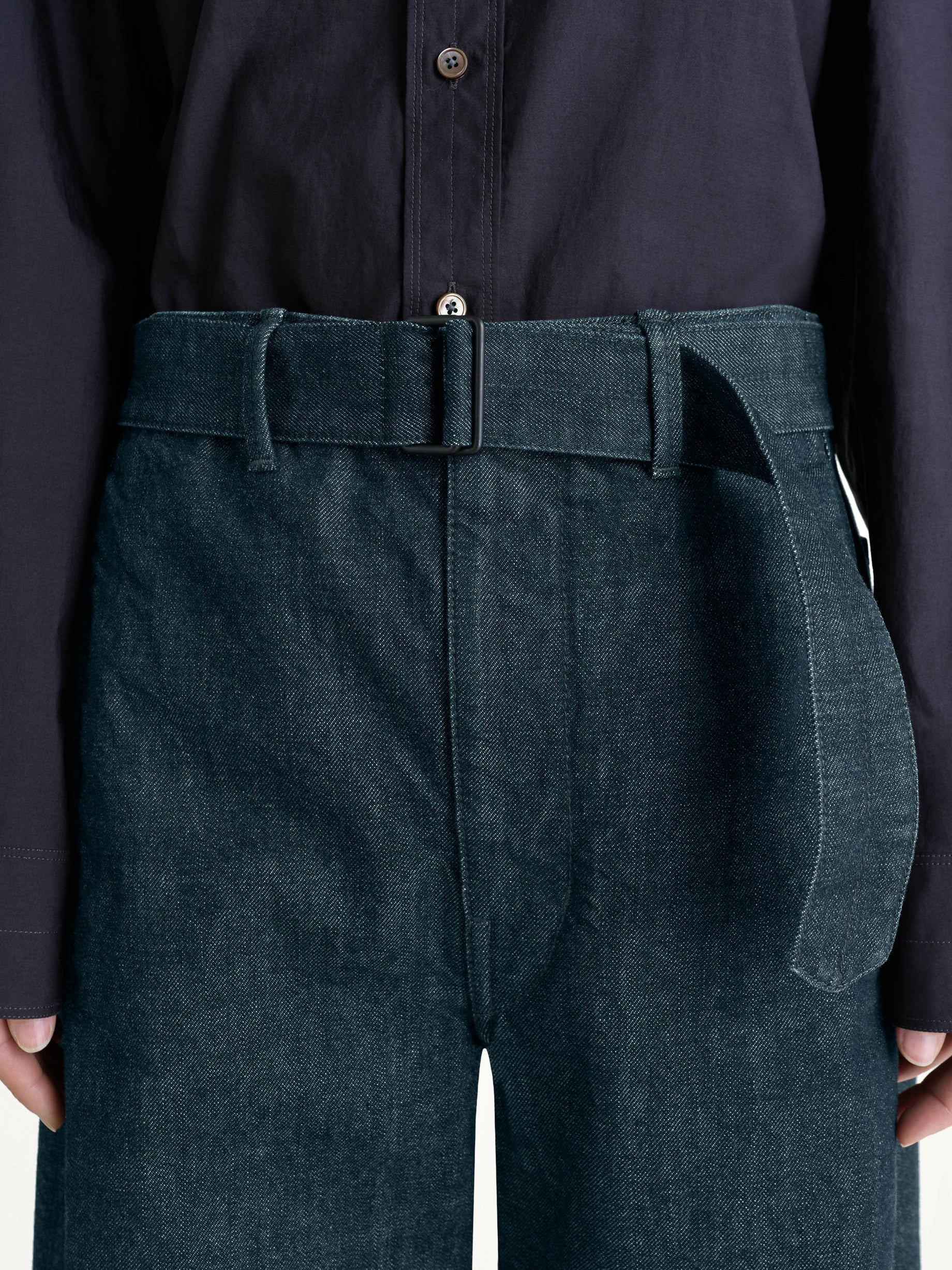Twisted Belted Pants in Denim Indigo - Image 6