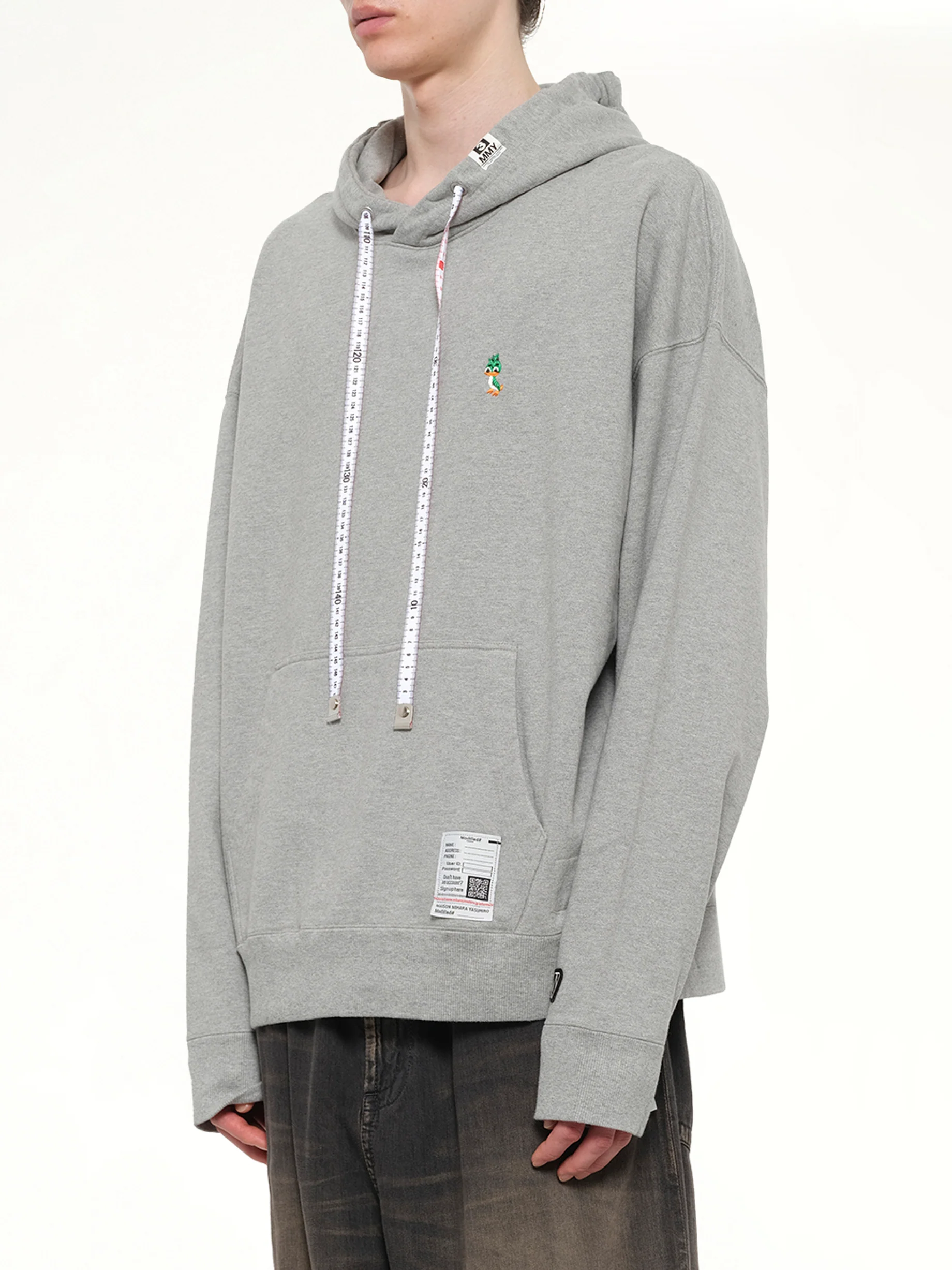Leon Embroidery Hoodie in Gray - Image 3