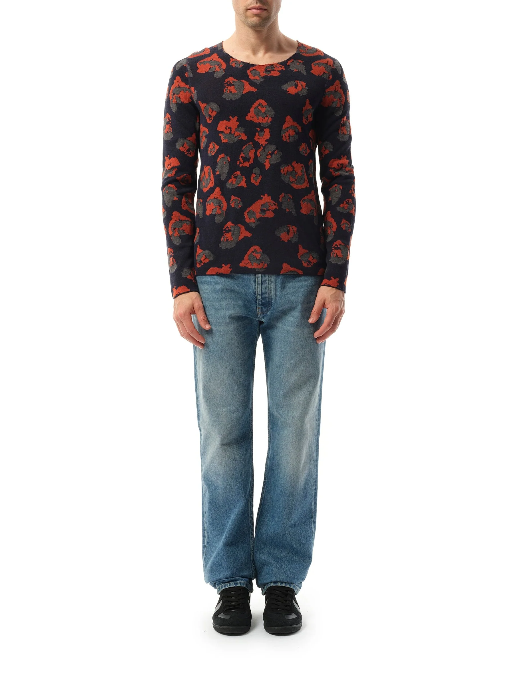 Leopard Jacq Raw Sweatshirter in Navy - Image 4