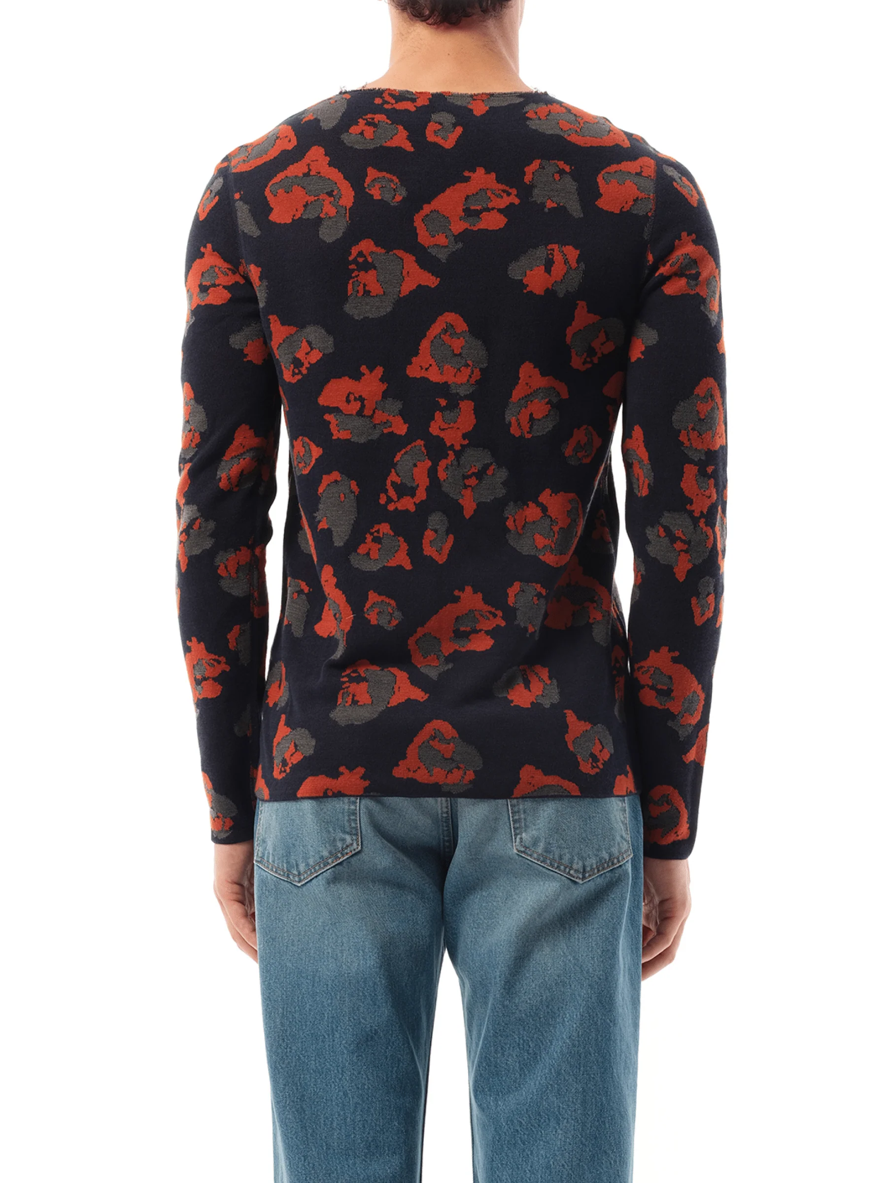 Leopard Jacq Raw Sweatshirter in Navy - Image 6