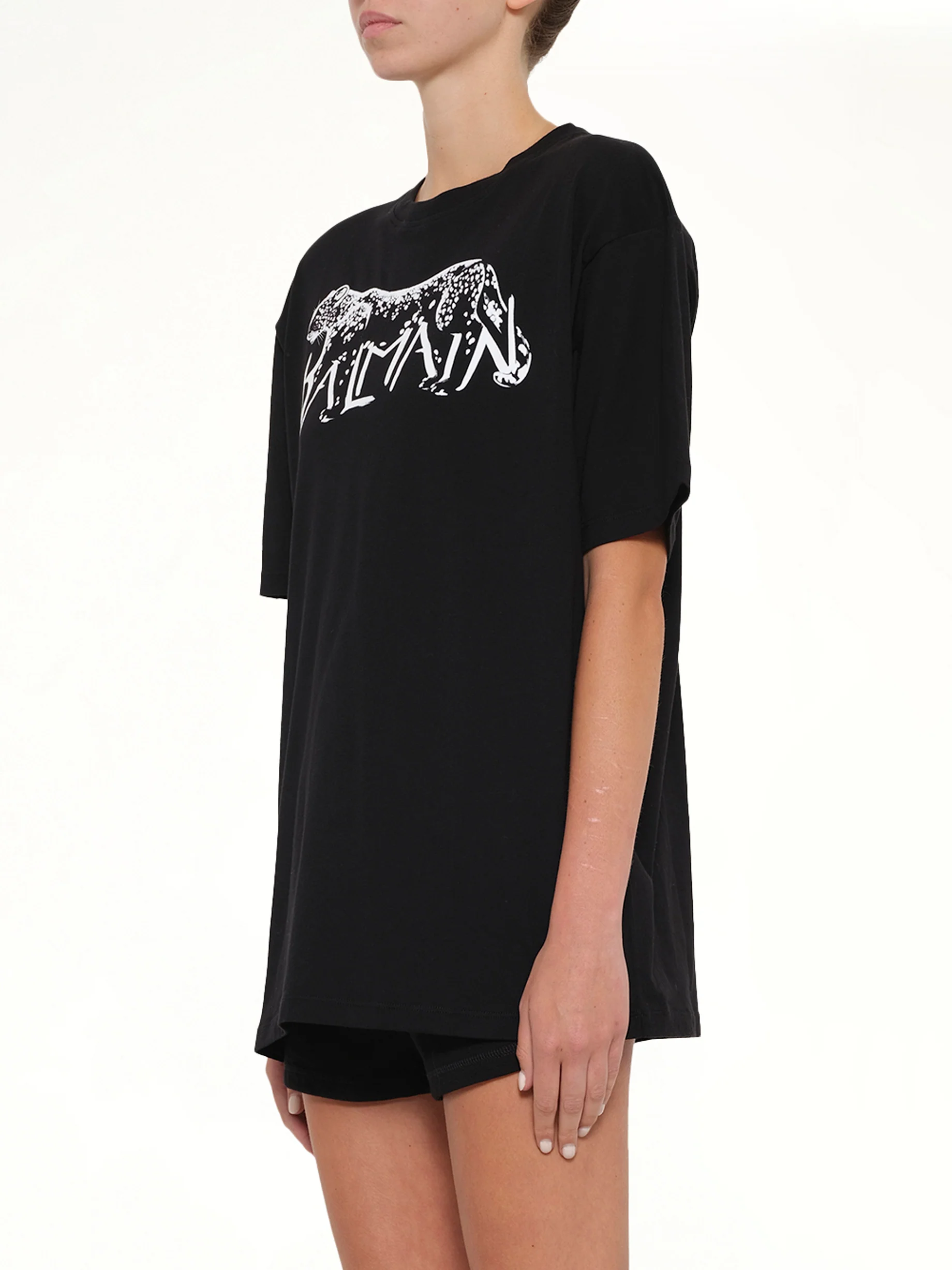 Leopard Print T-Shirt in Black/White - Image 3