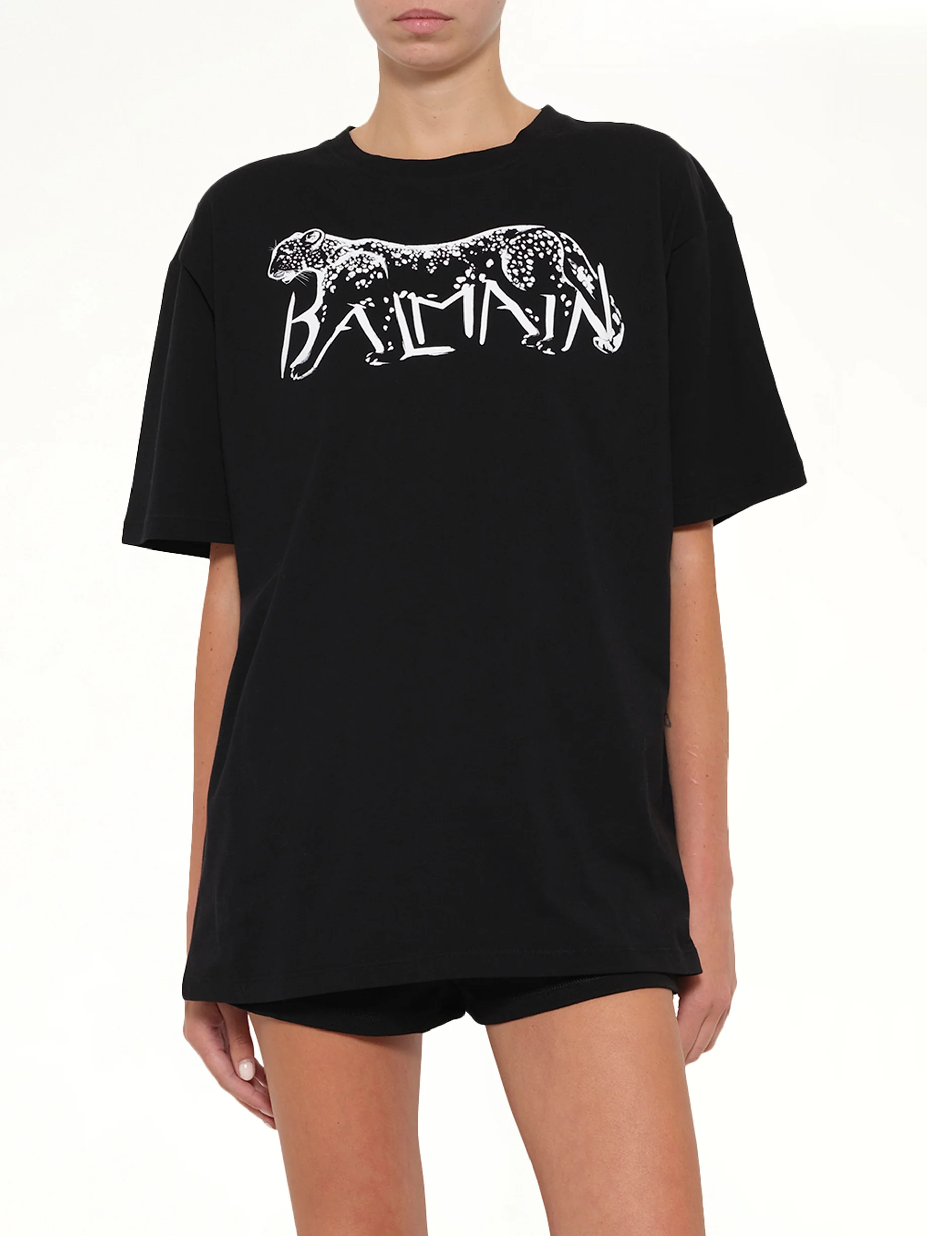 Leopard Print T-Shirt in Black/White - Image 6