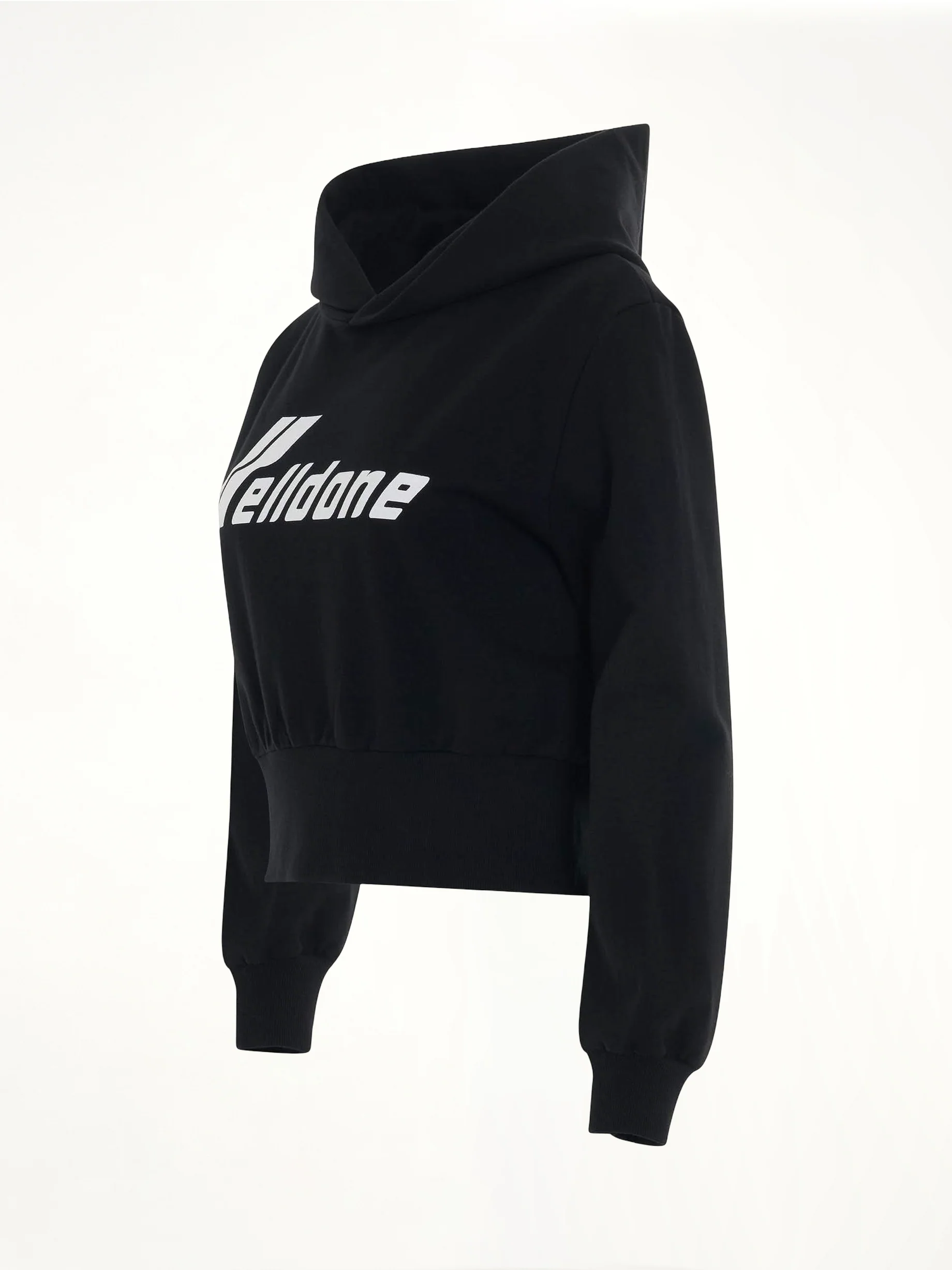 Lettering Symbol Crop Hoodie in Black - Image 2