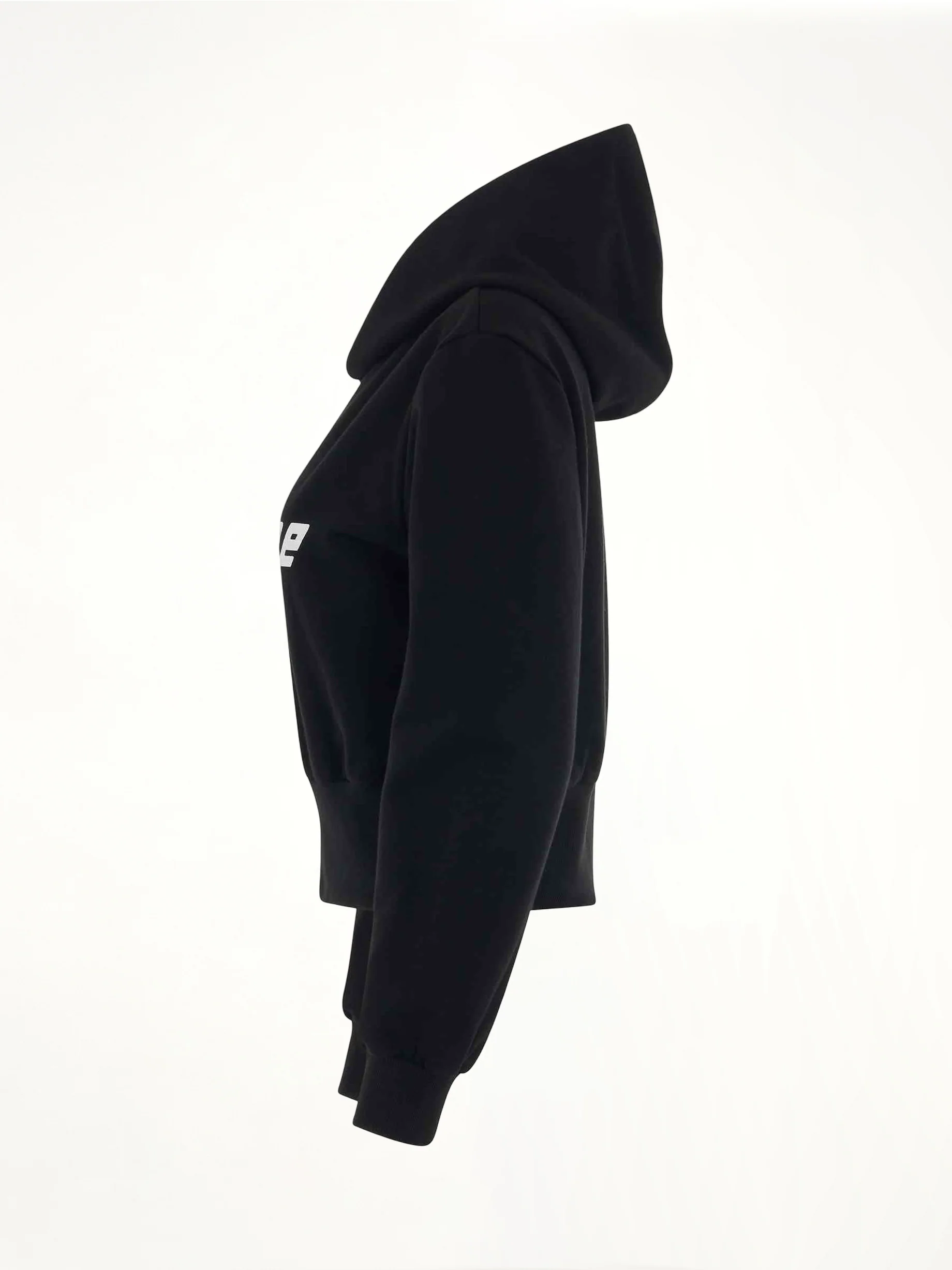 Lettering Symbol Crop Hoodie in Black - Image 3