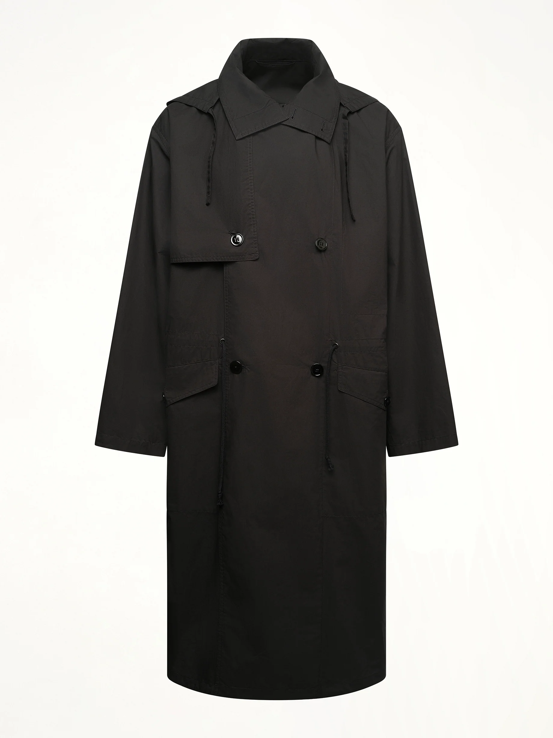 Light Hooded Trench in Black - Image 2