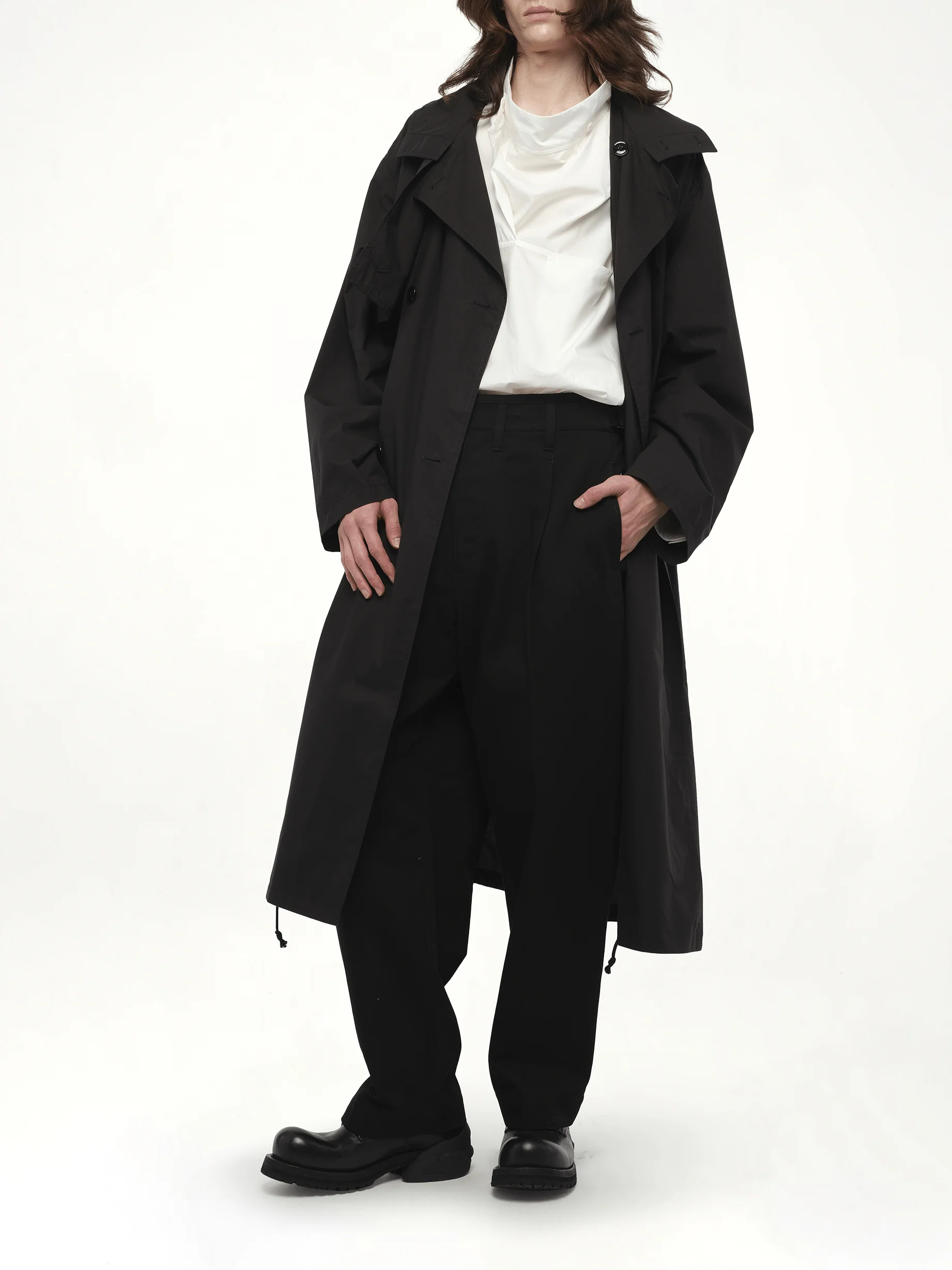 Light Hooded Trench in Black - Image 4