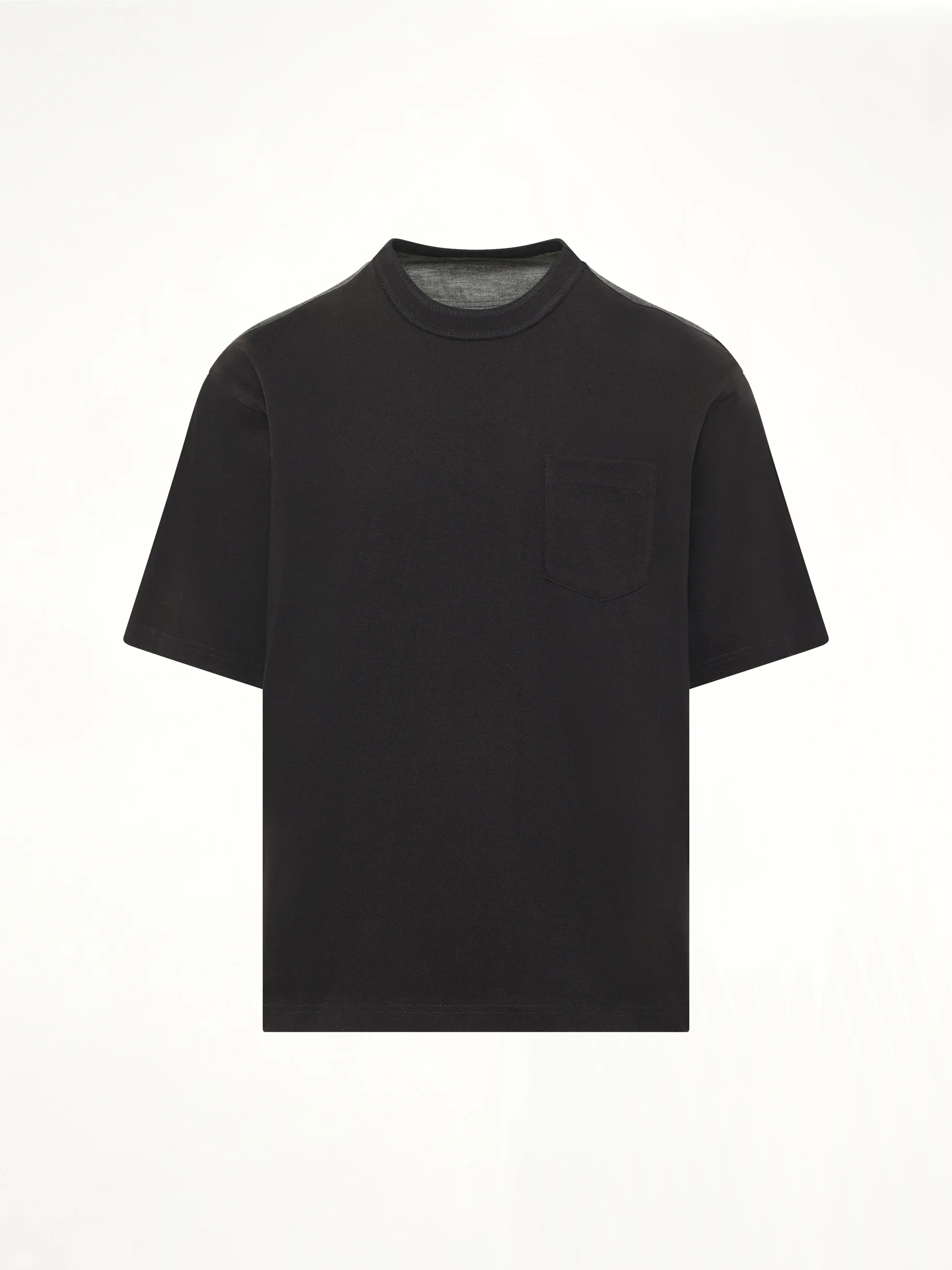 Light Weight Denim x Cotton Jersey T-Shirt in Black - Image 2