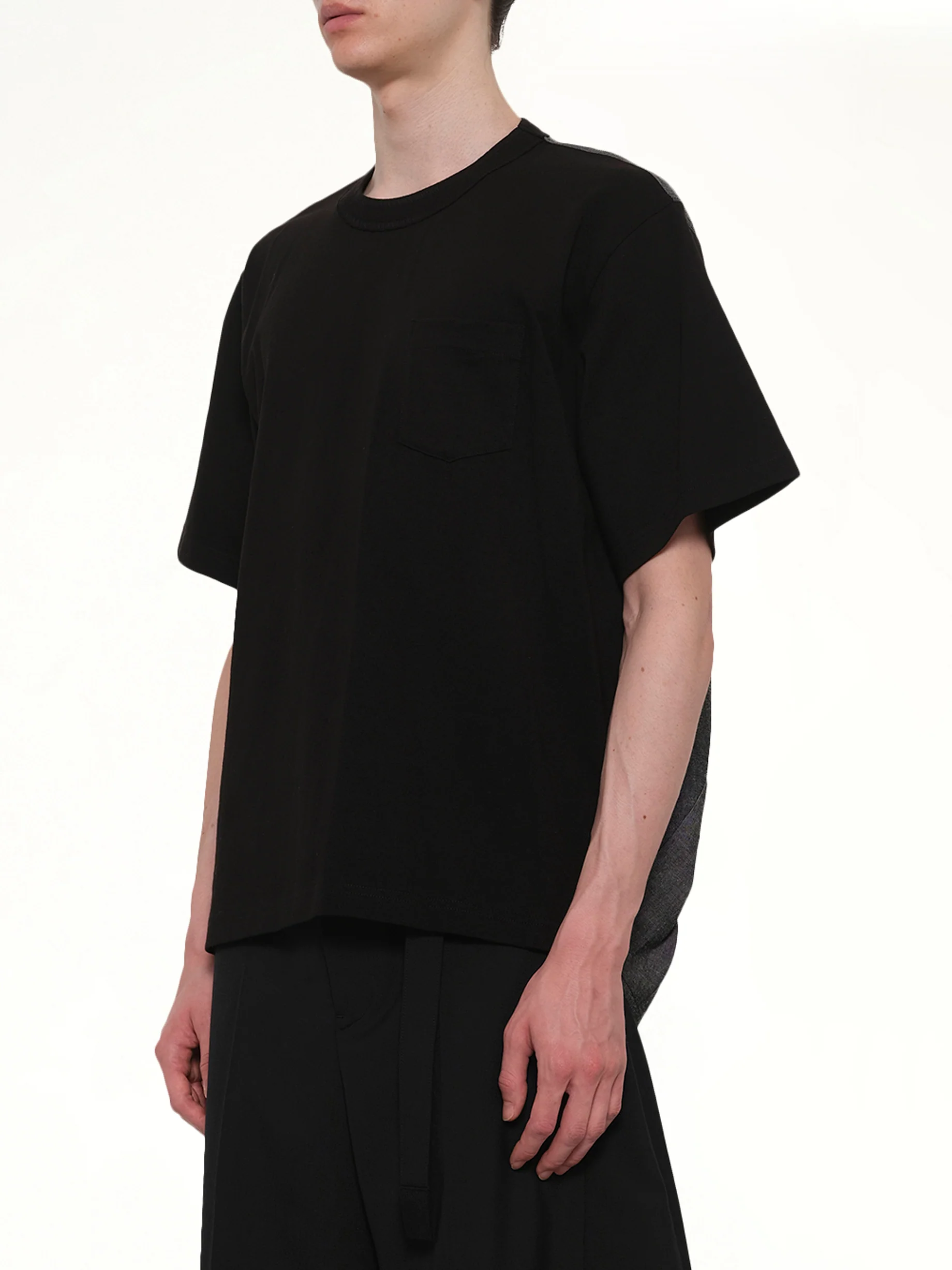 Light Weight Denim x Cotton Jersey T-Shirt in Black - Image 3