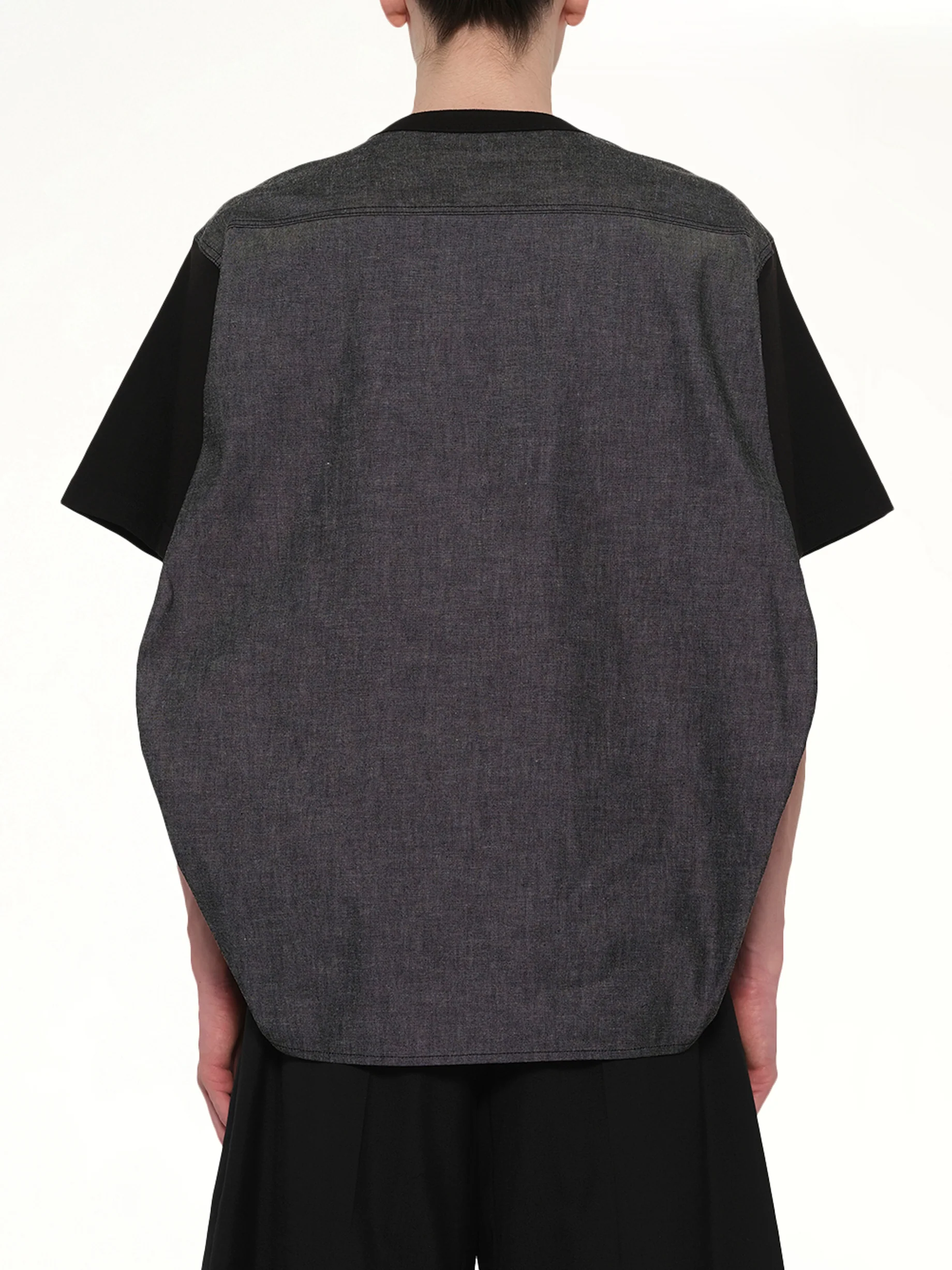 Light Weight Denim x Cotton Jersey T-Shirt in Black - Image 5