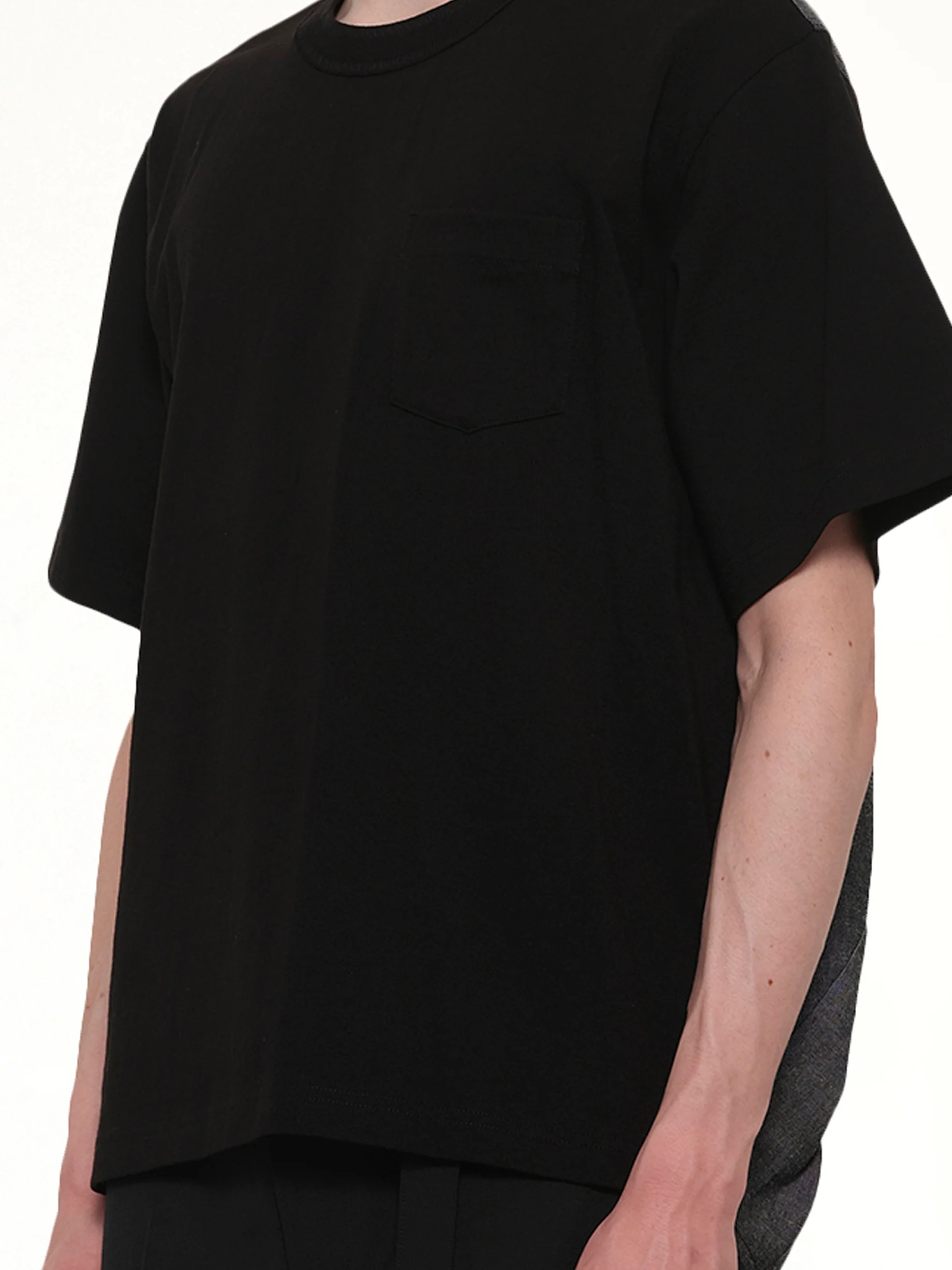 Light Weight Denim x Cotton Jersey T-Shirt in Black - Image 6