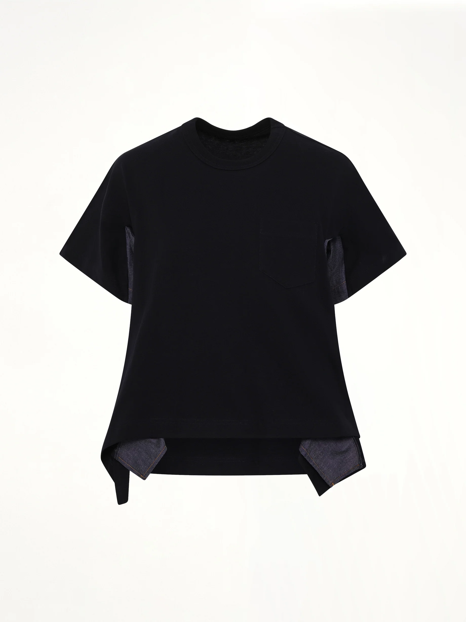 Light Weight Denim x Cotton Jersey T-Shirt in Navy/Blue - Image 2